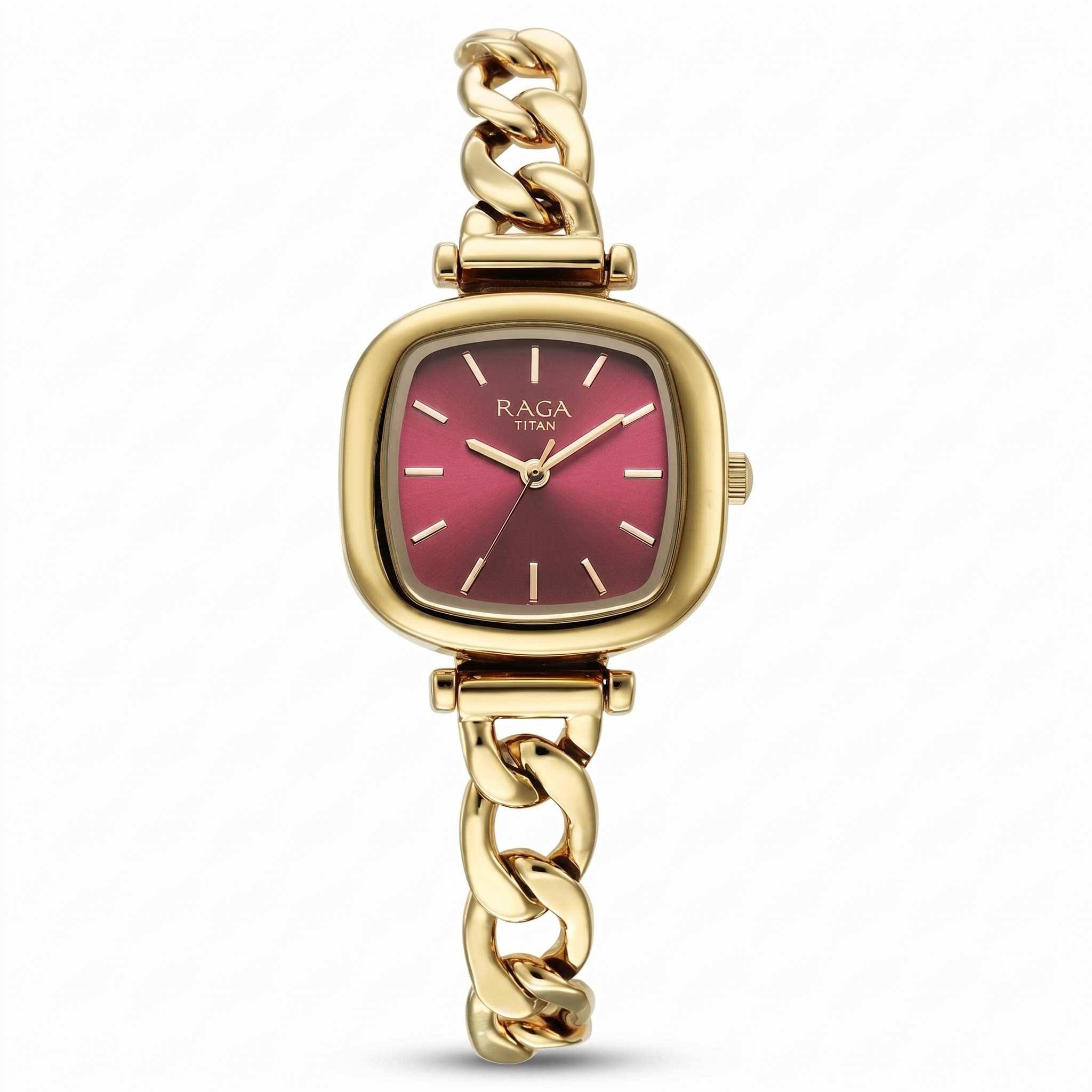 Titan 95302YM01 | Titan Raga Showstopper Quartz Analog Maroon Dial Metal Strap Watch For Women