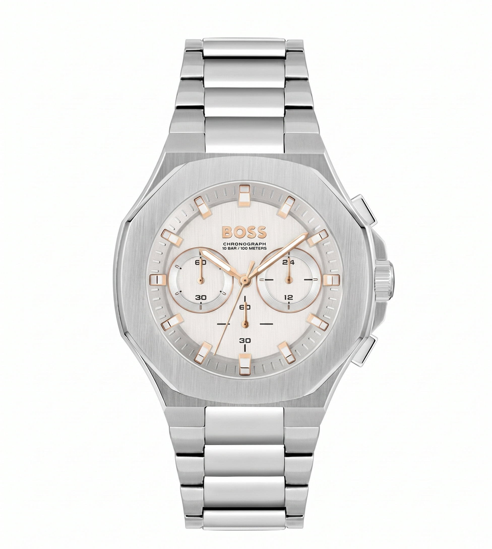 Boss 1514087 | Taper Men Quartz Silver Dial Chronograph Stainless Steel Watch.