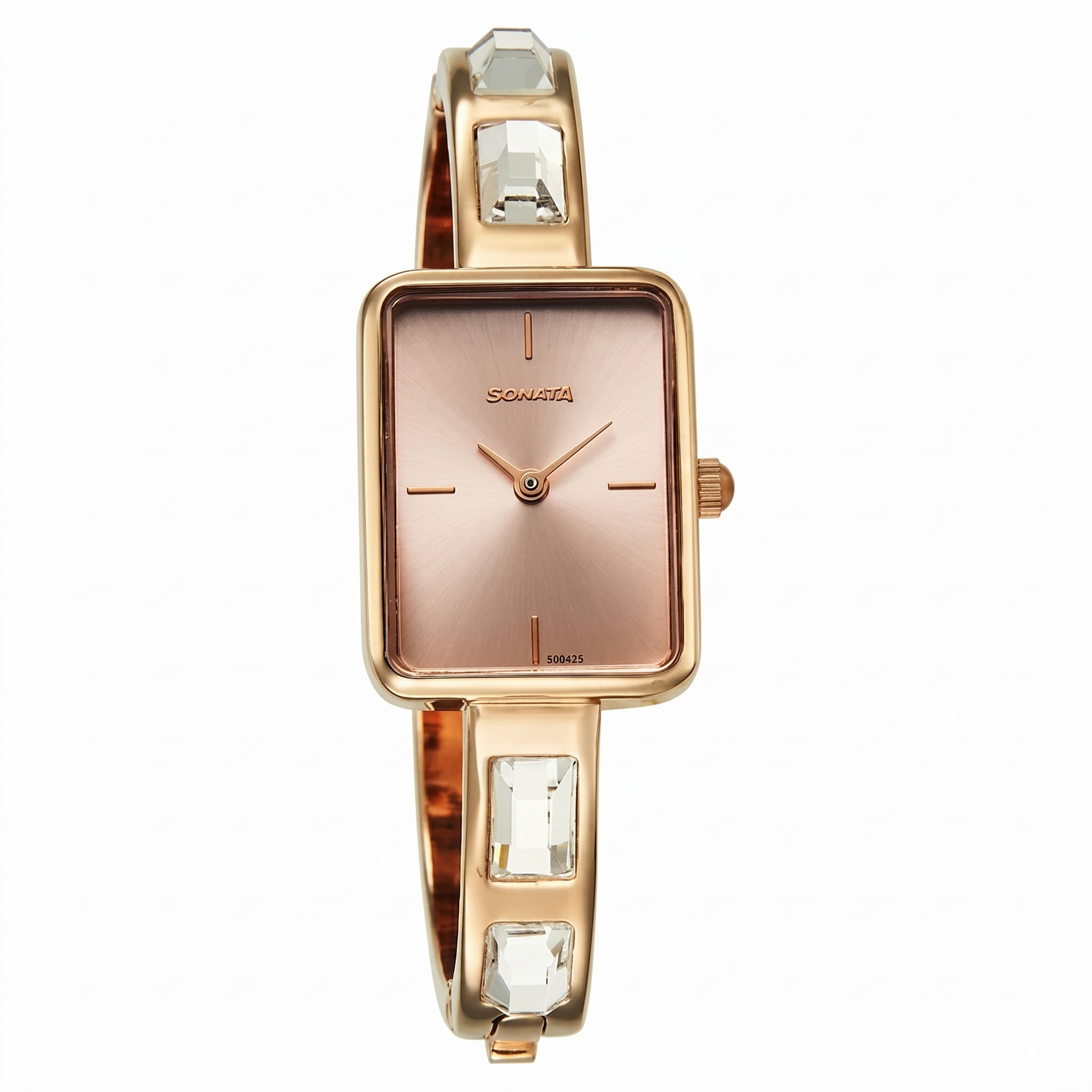 Sonata 87096WM01 | Sonata Aura Quartz Analog Pink Dial Rose Gold Stainless Steel Strap Watch For Women