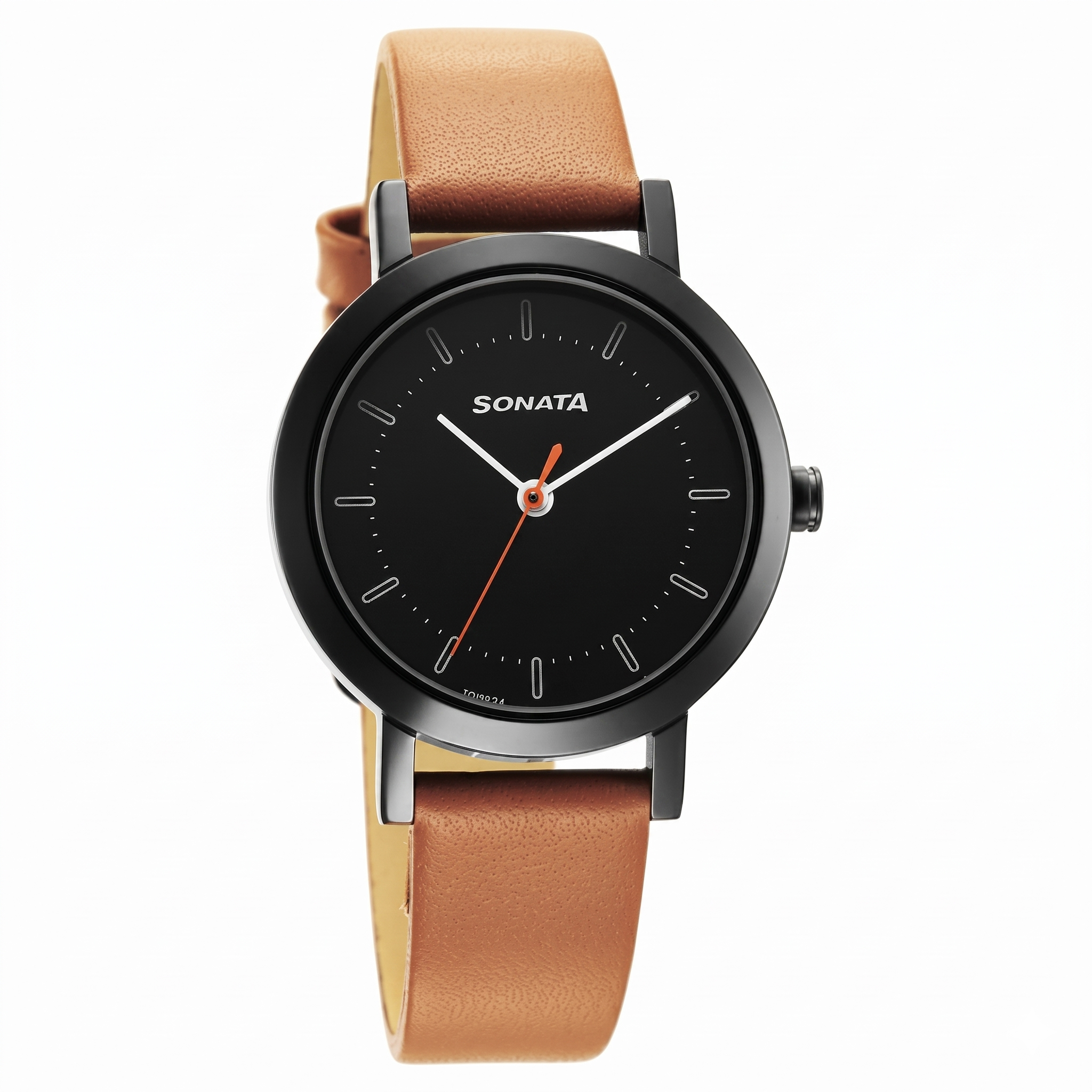 Sonata NS8174NL03 | Sonata Essentials Black Dial Leather Strap Watch for Women