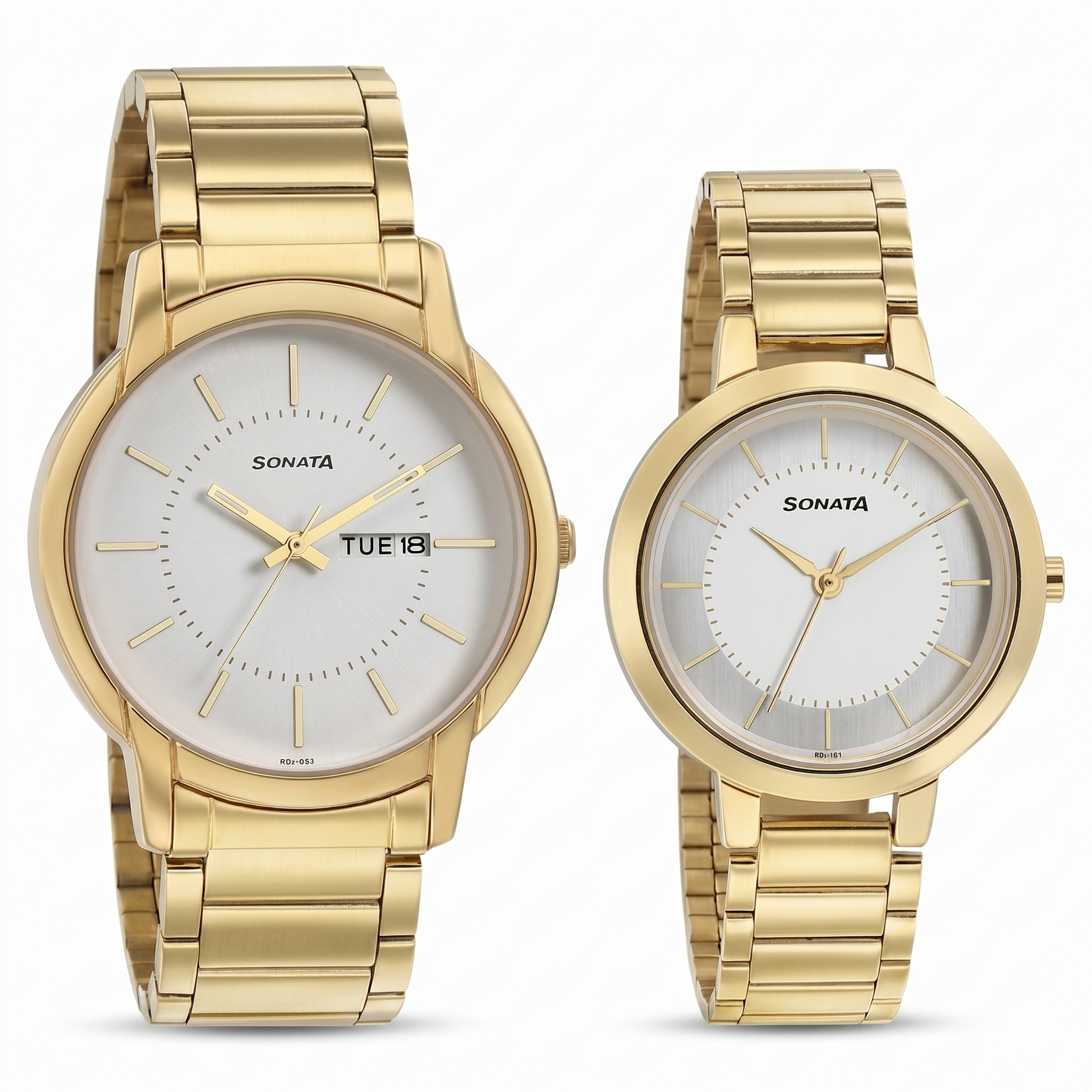 Sonata Pair NR770318141YM01P | Sonata Quartz Analog White Dial Metal Strap Watch for Couple