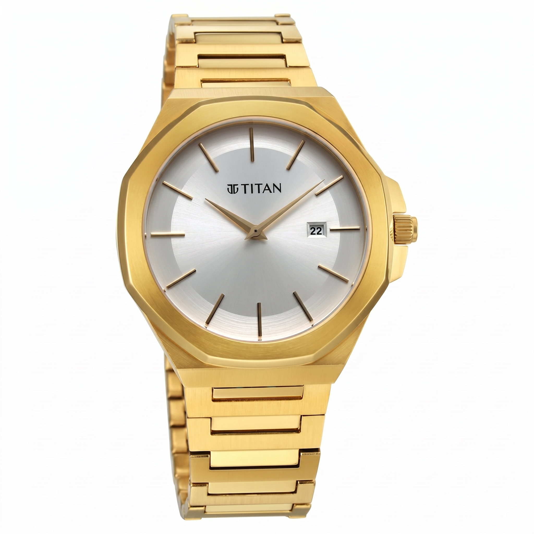 Titan 90167YM01 | Titan Classic Slim Quartz Analog with Date Silver Dial Stainless Steel Strap Watch for Men