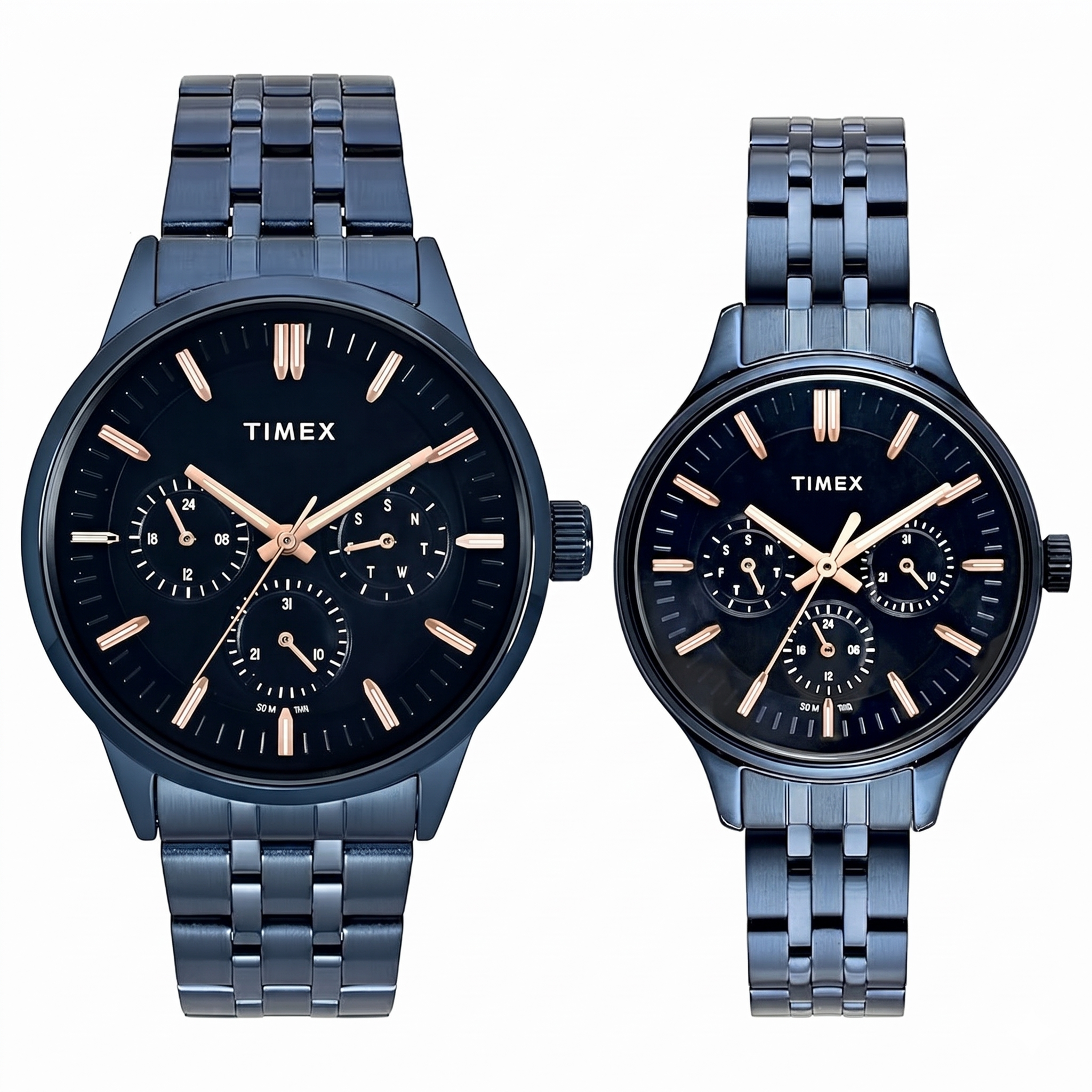 Timex TW00PR319 | TIMEX Blue Round Dial Analog Pair's Watch.
