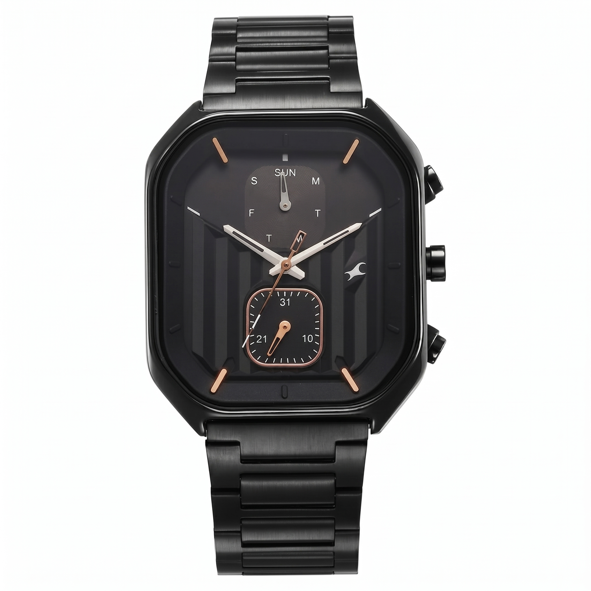 Fastrack 3270NM01 | Fastrack Fleek Quartz Multifunction Black Dial Black Stainless Steel Strap Watch for Guys