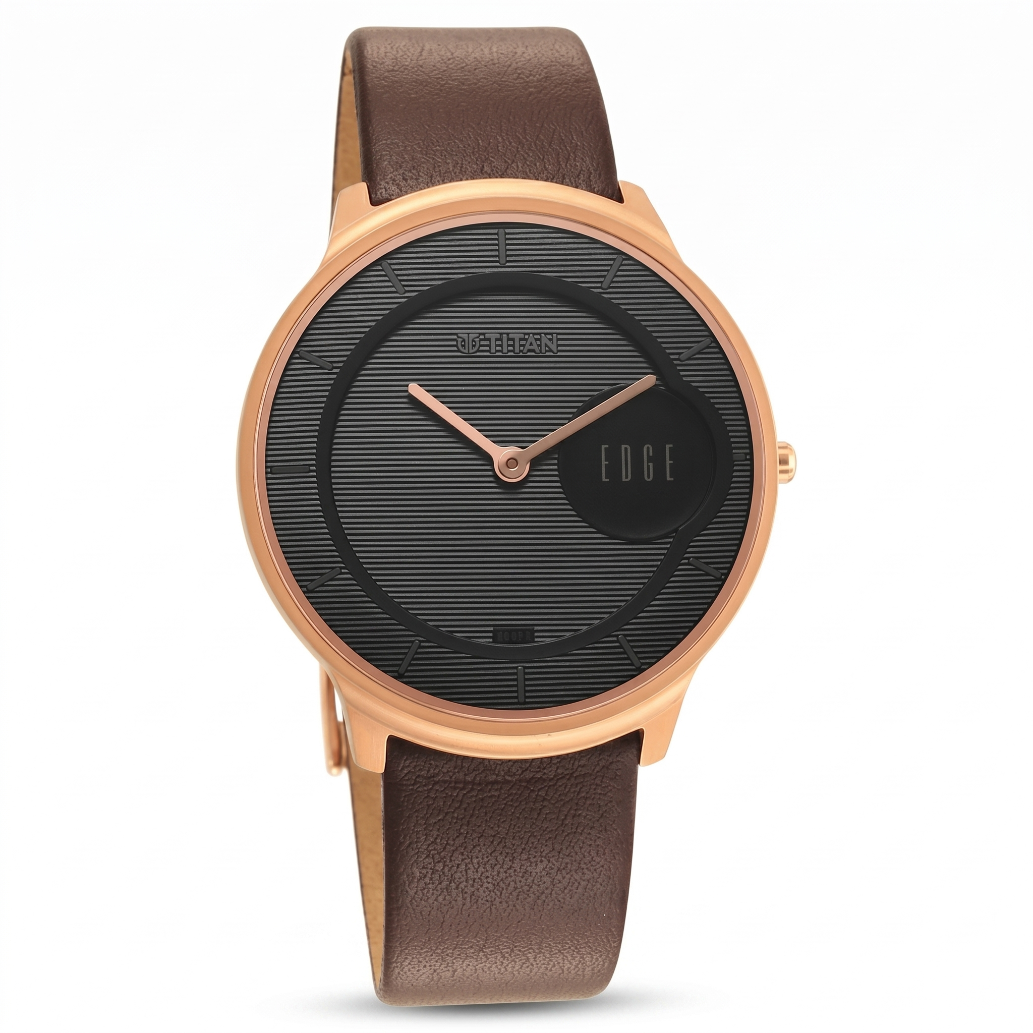 Titan 1843WL03 | Titan Edge Slim Leather Strap Black Dial Analog Watch for Women