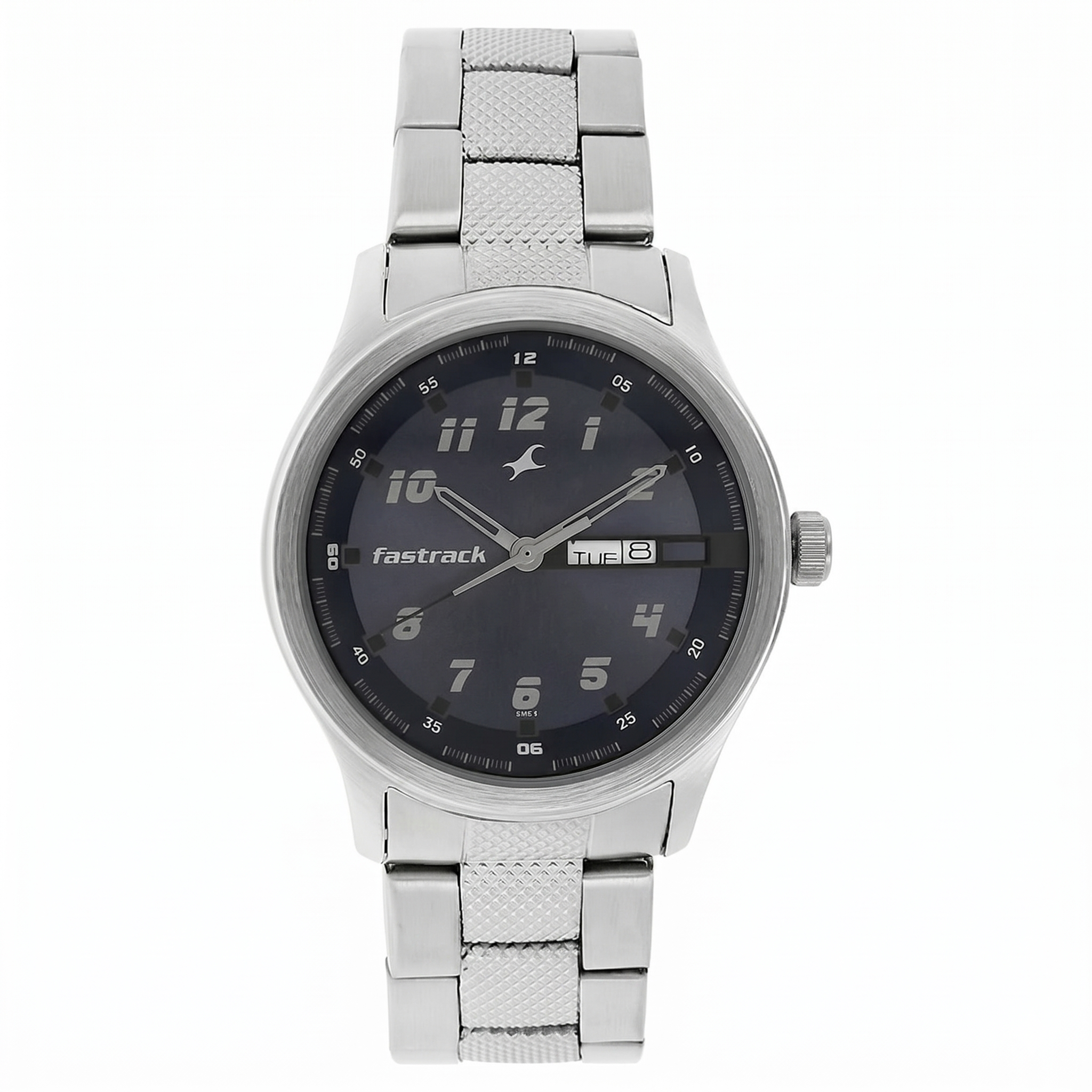 Fastrack NG3001SM02 | Fastrack Quartz Analog Blue Dial Metal Strap Watch for Guys.