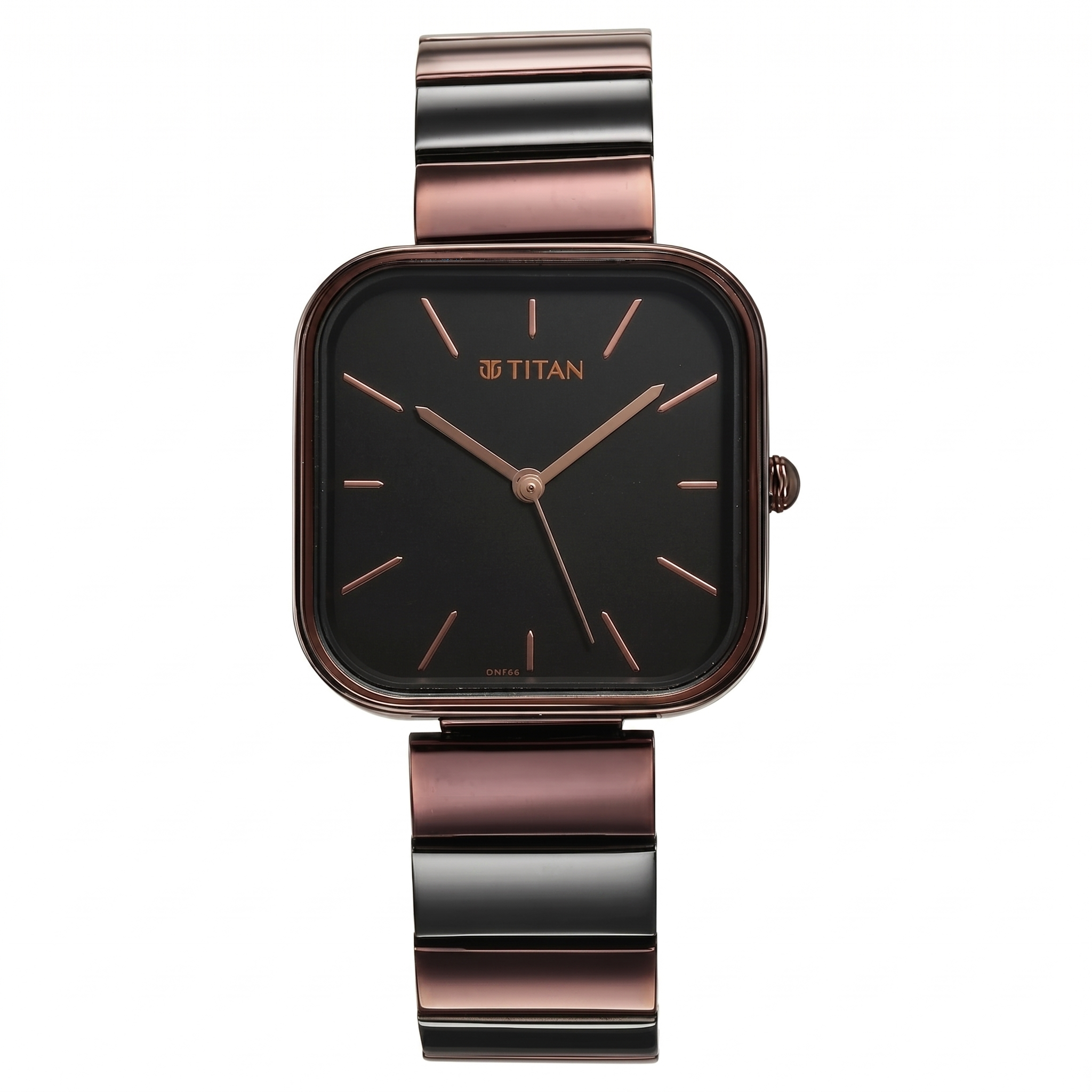 Titan 2715KM01 | Titan Purple Stackables Quartz Analog Black Dial Two Toned Stainless Steel Strap Watch For Women