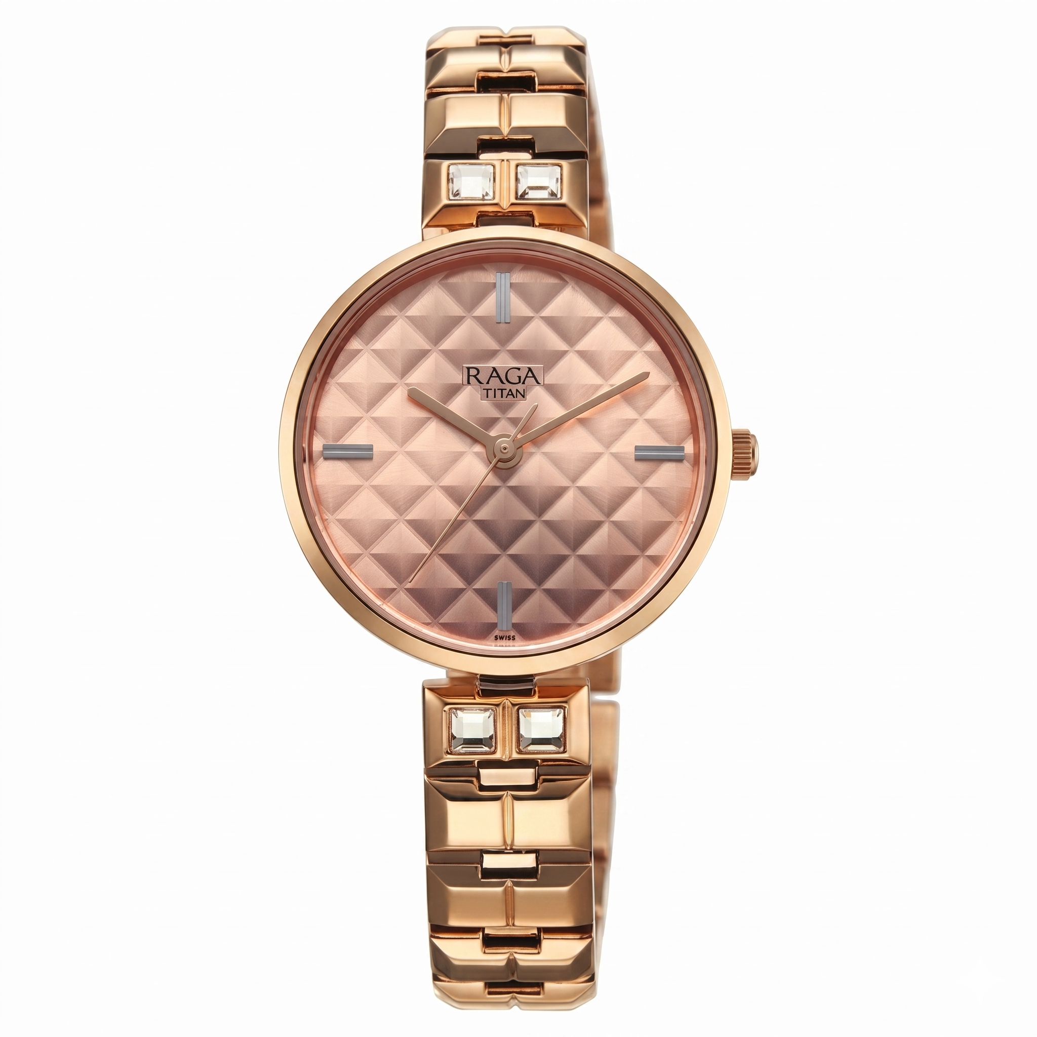 Titan 2775WM01F | Titan Raga Contempore Quartz Analog Rose Gold Dial Metal Strap Watch For Women