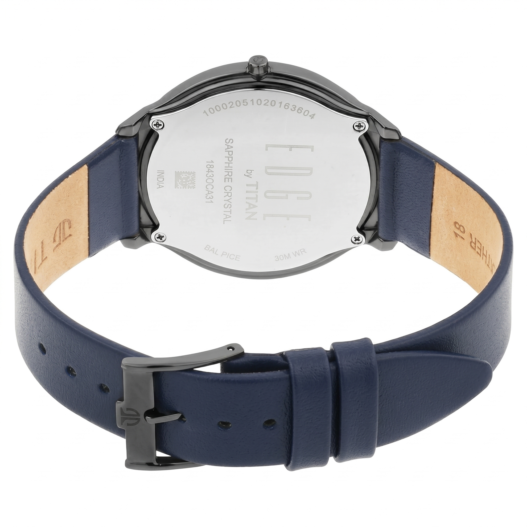 Titan 1843QL01 | Titan Edge Quartz Analog Blue Dial Blue Leather Strap Watch For Men