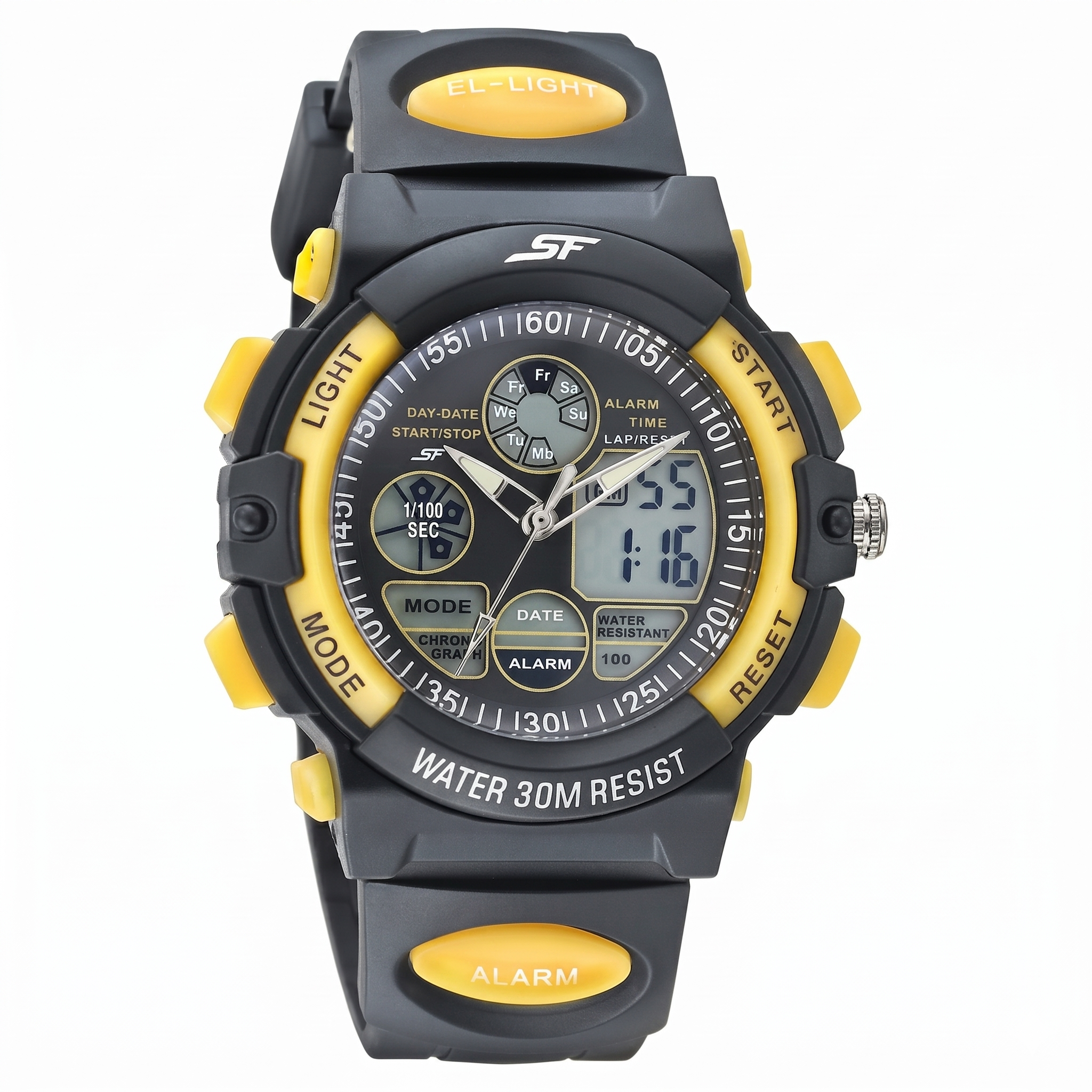 Sonata NS77116PP01W | SF Quartz Analog Digital Black Dial PU Strap Watch for Men