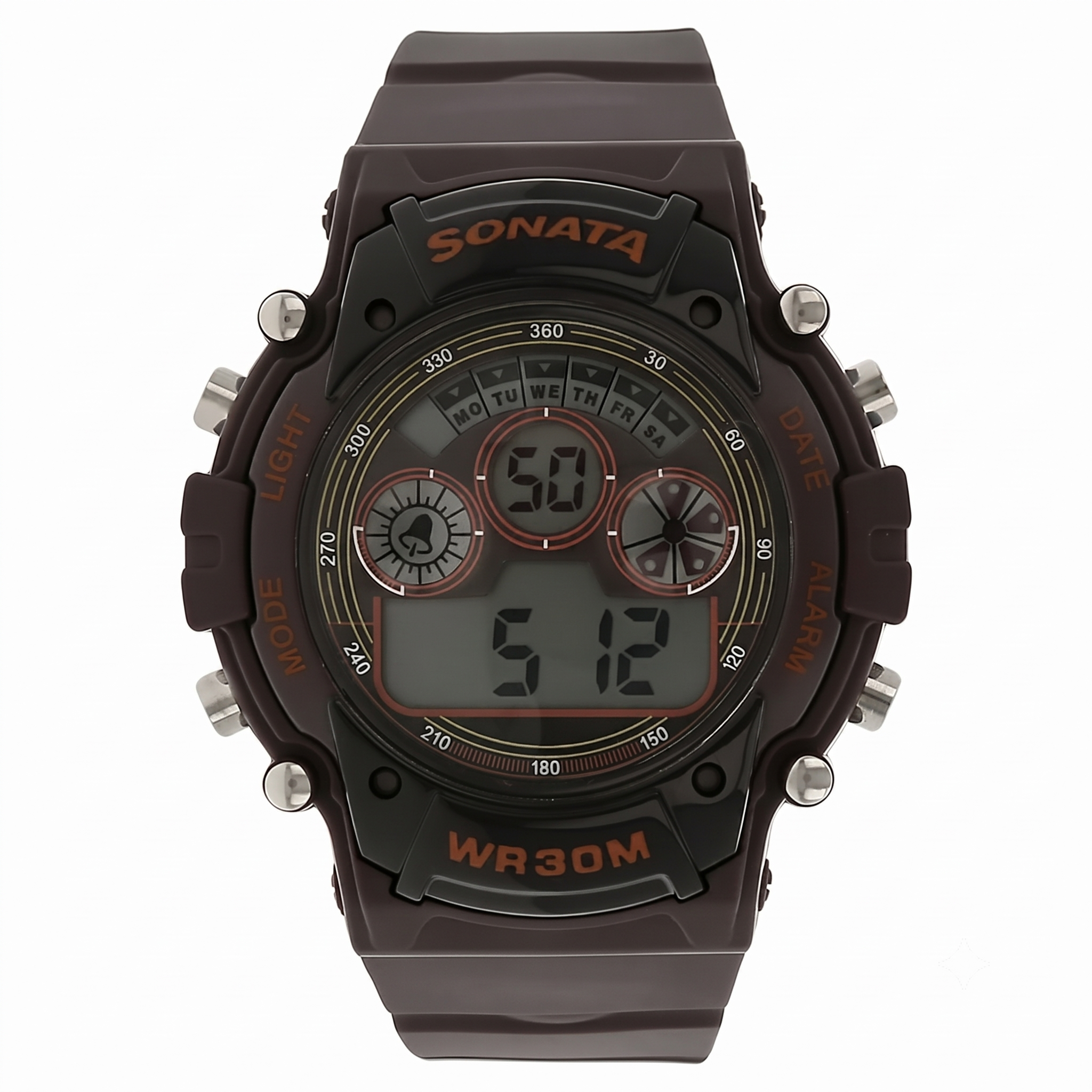 Sonata 77006PP03 | SF Digital Dial Brown Plastic Strap Watch for Men