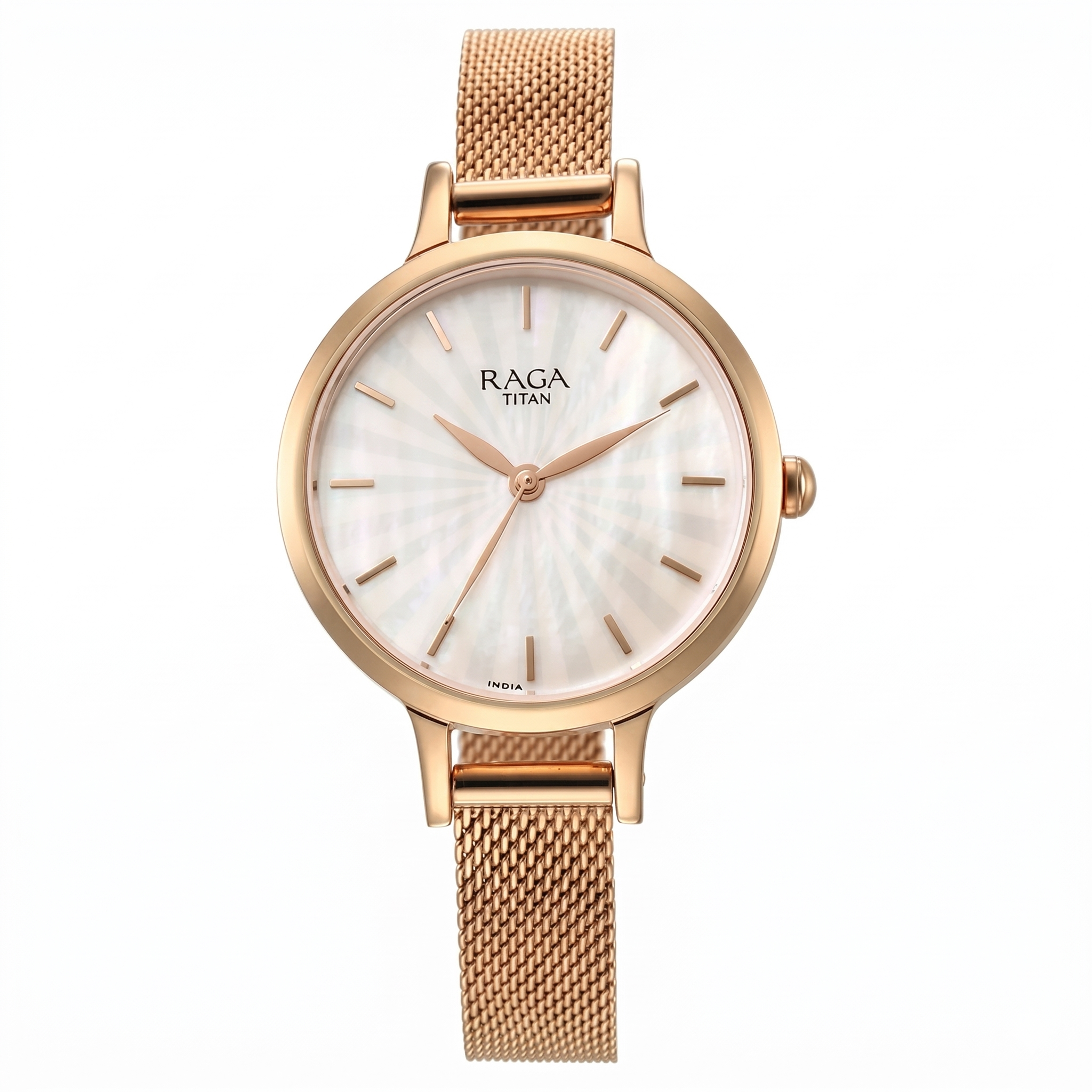 Titan 2666WM01 | Titan Raga Power Pearls Quartz Analog Mother of Pearl Dial Rose Gold Metal Strap Watch For Women