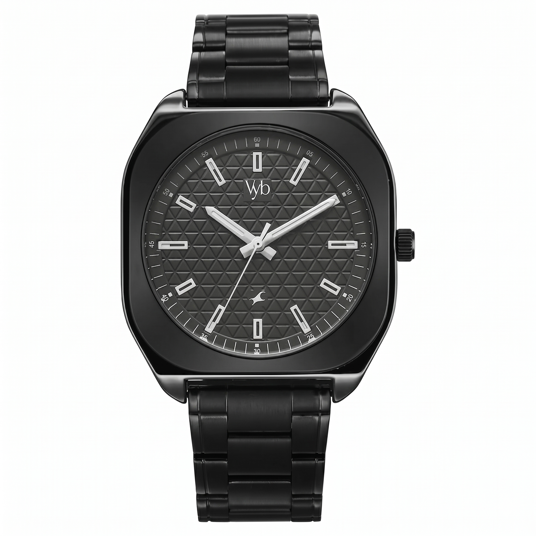 Fastrack FV30034KM03 | Vyb Aviator By Fastrack Quartz Analog Black Dial Two Toned Stainless Steel Strap Watch For Guys