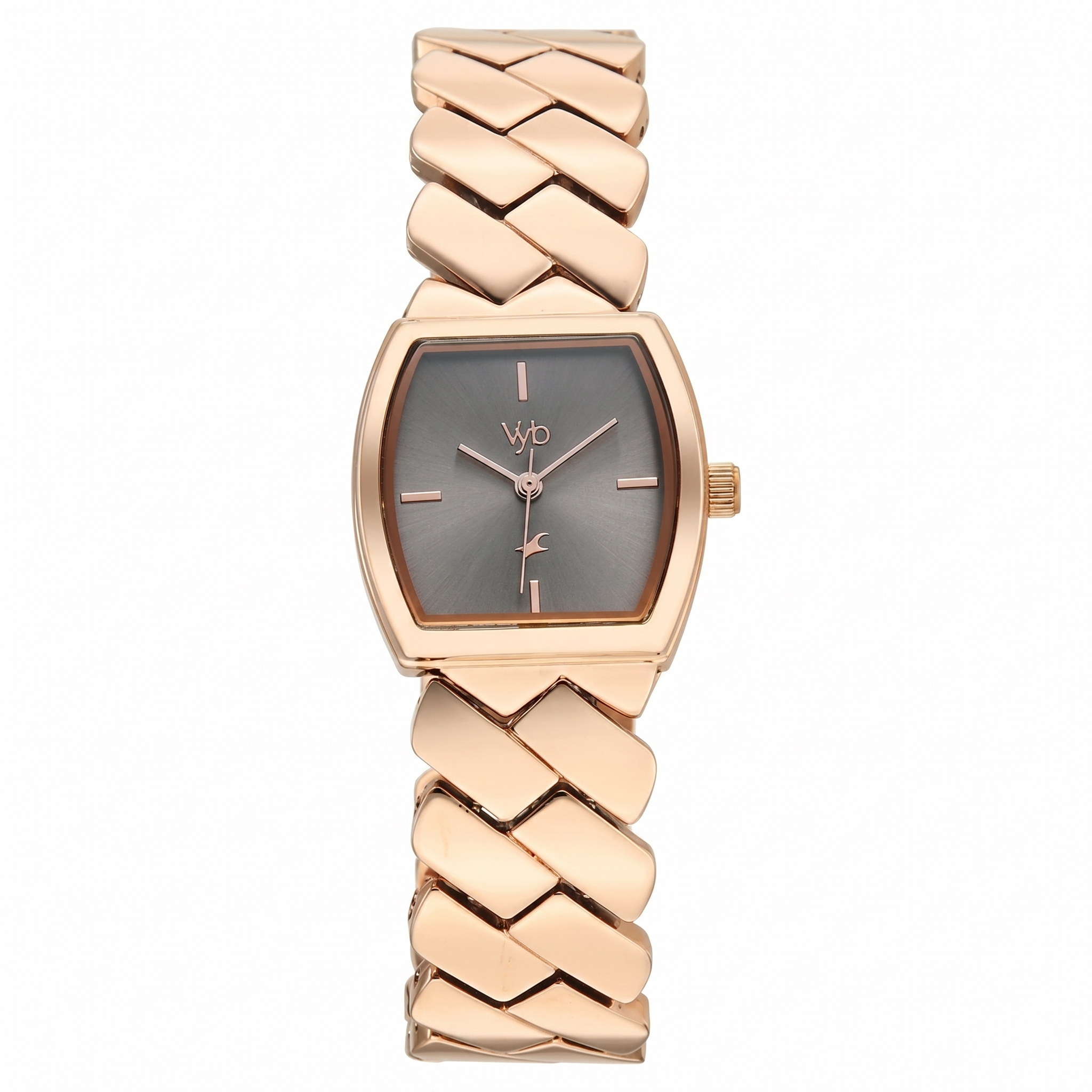 Fastrack FV60112WM02 | Vyb Showstopper By Fastrack Quartz Analog Grey Dial Rose Gold Metal Strap Watch For Girls