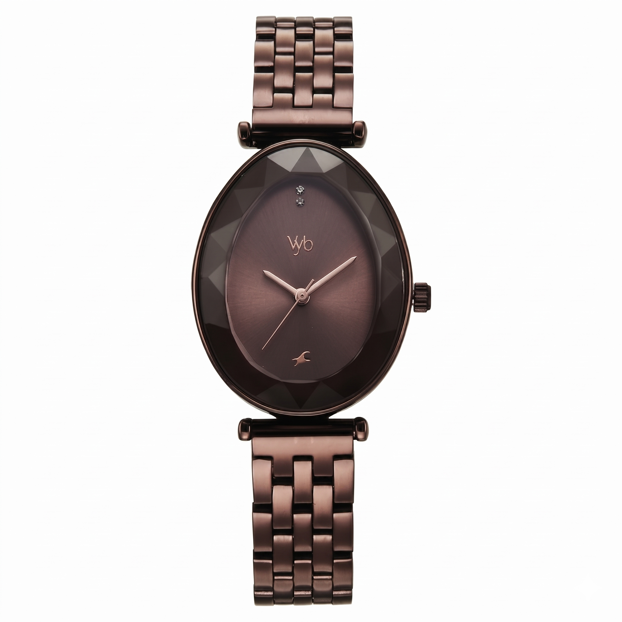 Fastrack FV60097QM01 | Vyb Prodigy By Fastrack Quartz Analog Brown Dial Brown Stainless Steel Strap Watch For Girls
