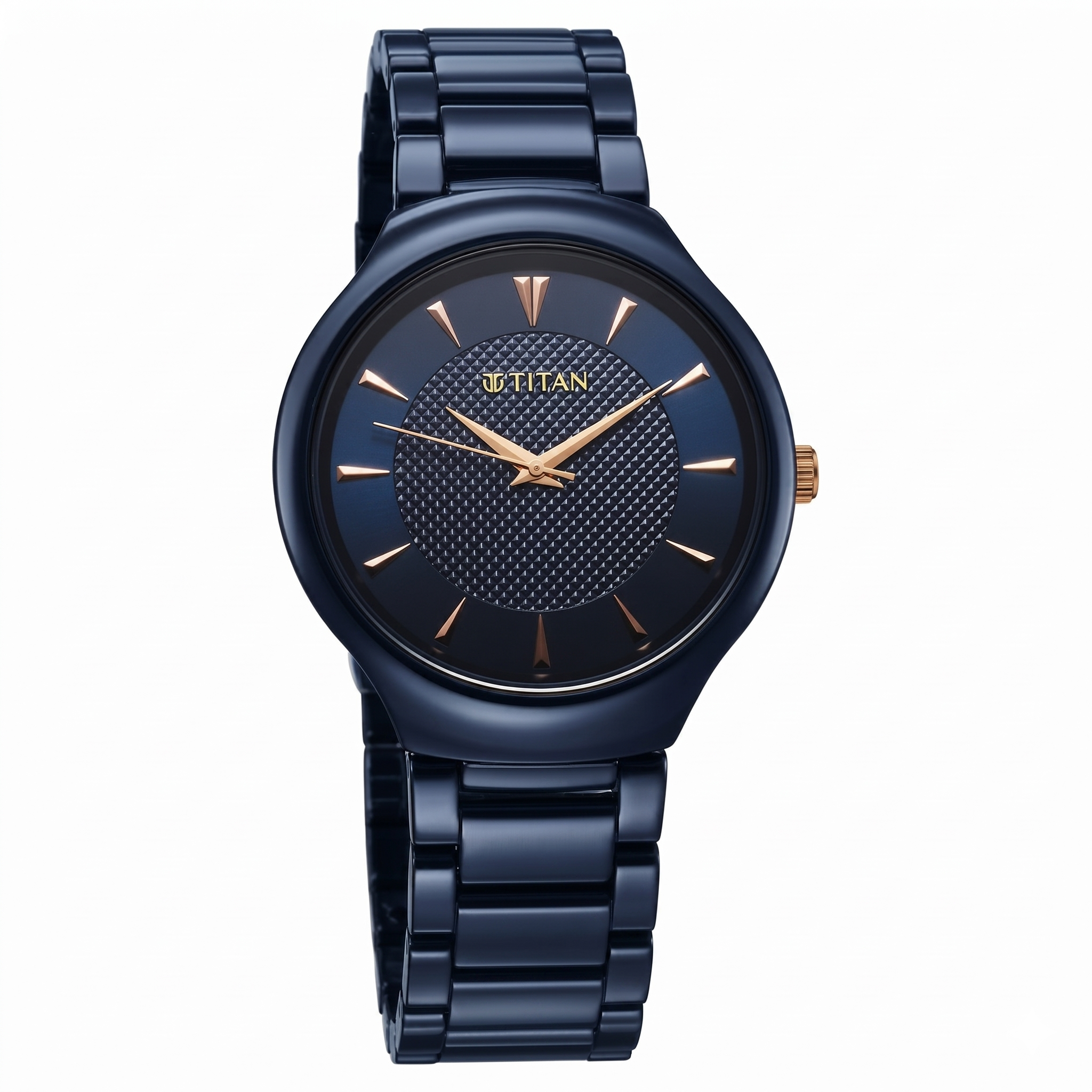 Titan 90014KC04 | Titan Regalia Ceramics Quartz Analog Blue Dial Blue Color Ceramic Strap Watch For Men