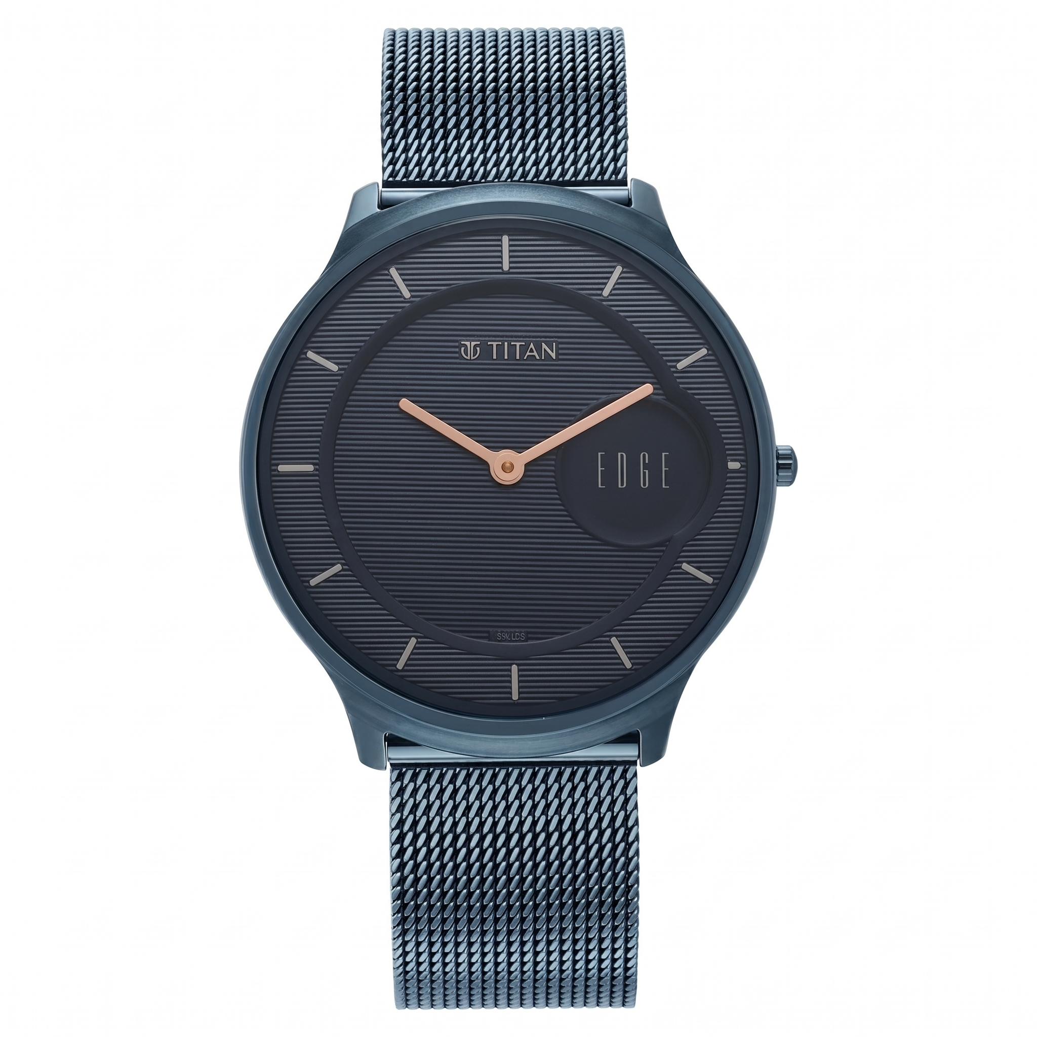 Titan 1843QM01 | Titan Edge Slim Stainless Steel Blue Dial Analog Watch for Men