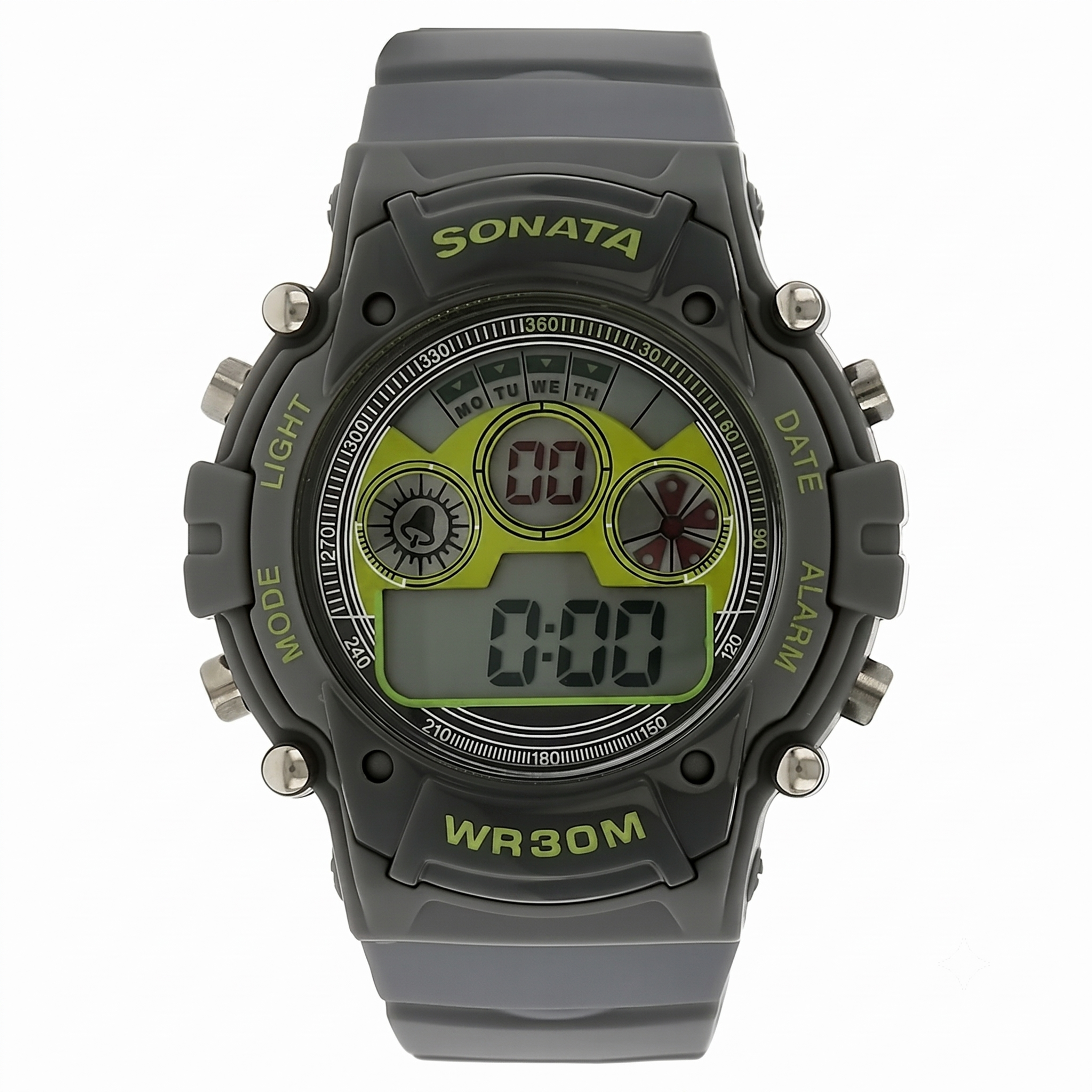 Sonata 77006PP02 | SF Digital Dial Grey Plastic Strap Watch for Men
