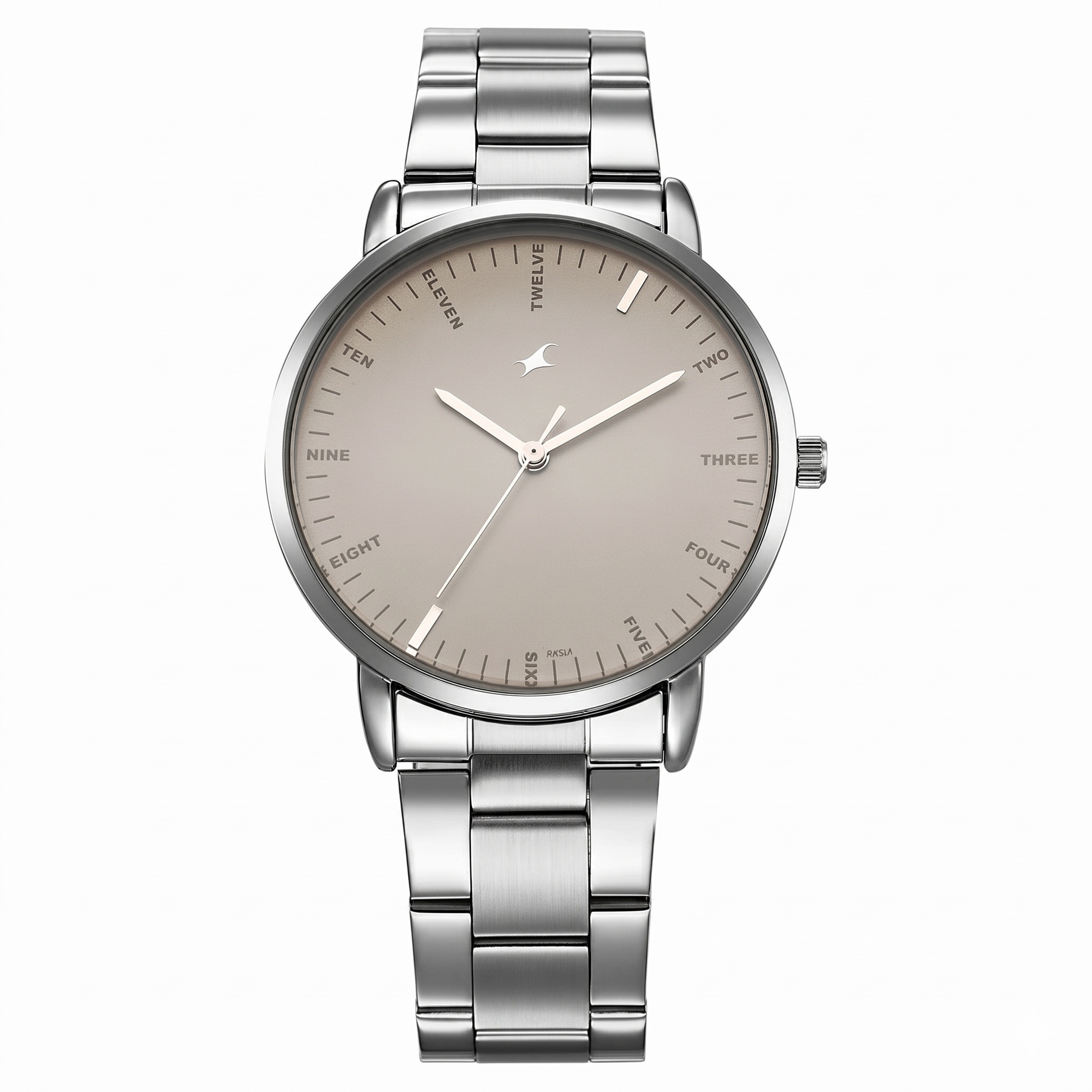 Fastrack 38159SM01 | Fastrack Stunners X Quartz Analog Beige Dial Stainless Steel Strap Watch For Guys