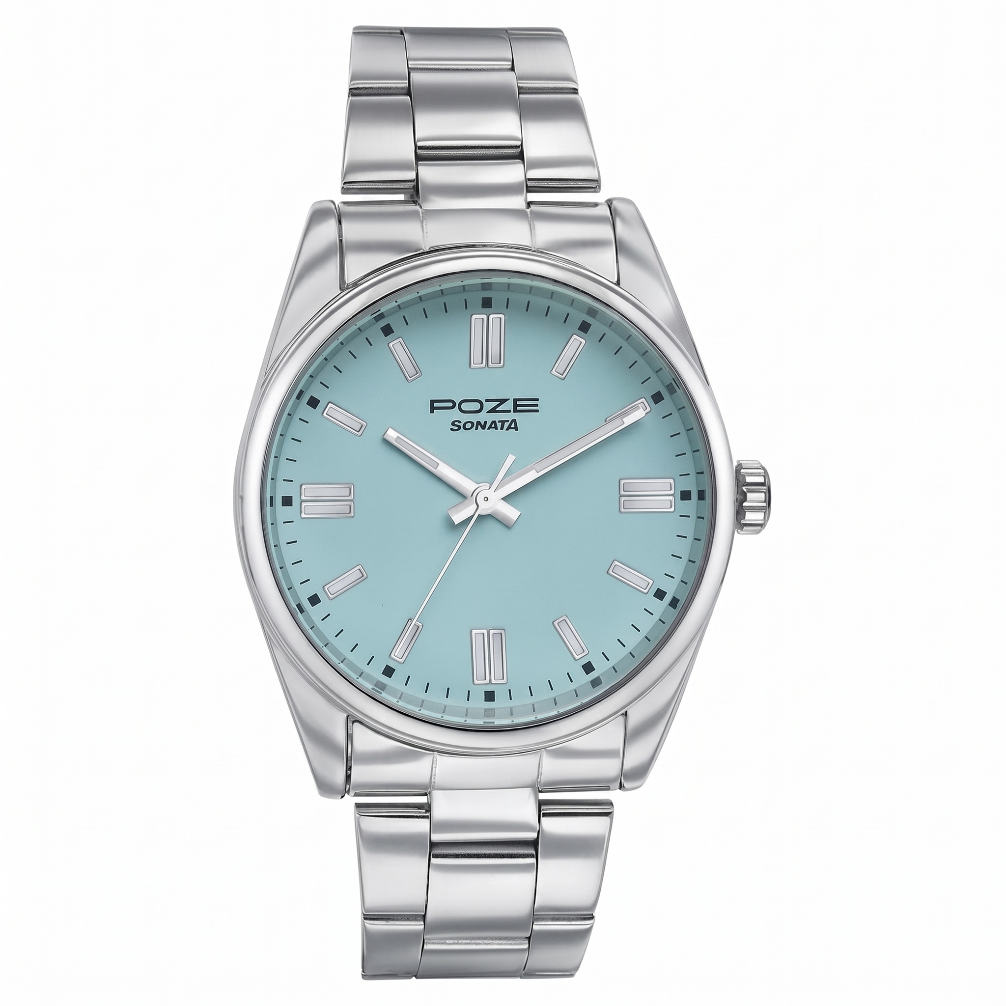 Sonata SP70033SM02 | Sonata Poze Quartz Analog Blue Dial Silver Metal Strap Watch For Men