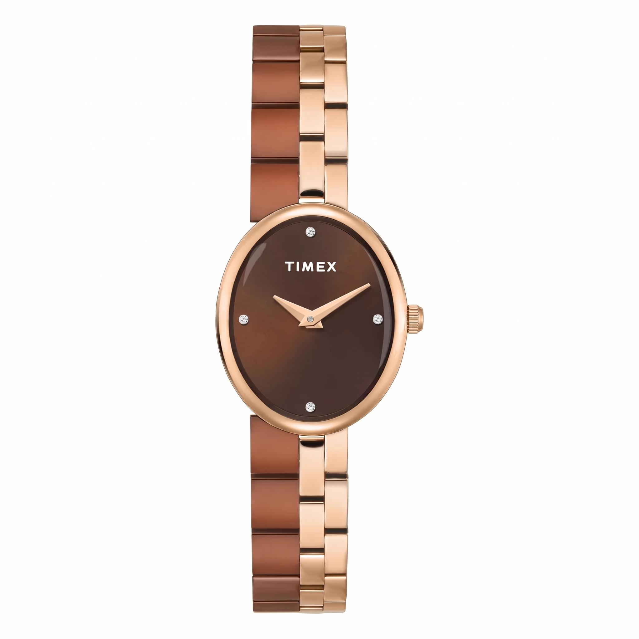 Timex TWEL27102 | Timex Trendline Oval 23mm Brown Dial Analog Women Watch