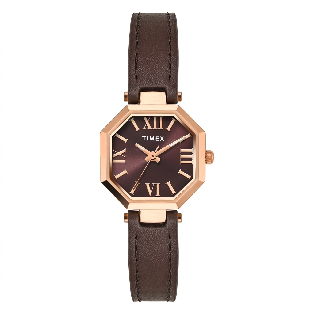 Timex TWEL26901 | Timex Trendline Octagonal 26mm Brown Dial Analog Women Watch