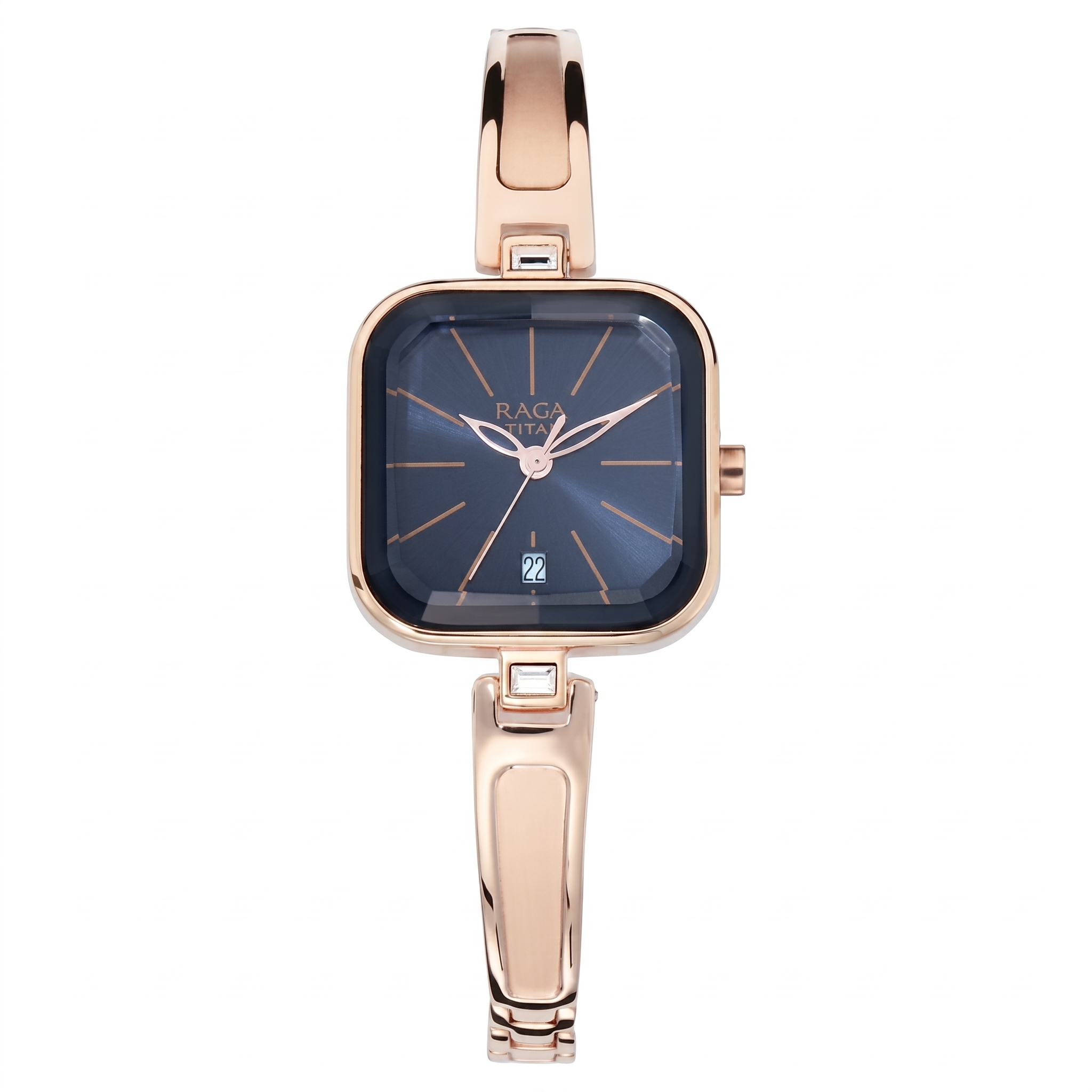 Titan 2607WM02 | Titan Raga Viva Blue Dial Analog Date Metal Strap watch for Women
