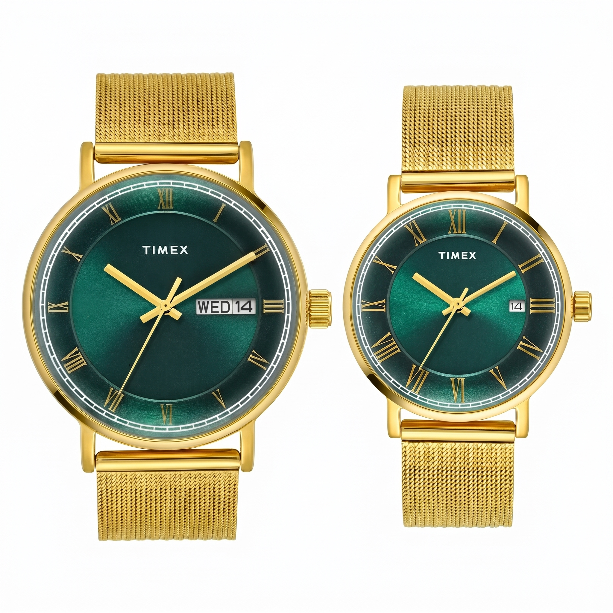 Timex TW00PR342 | TIMEX Green Round Dial Analog Pair's Watch