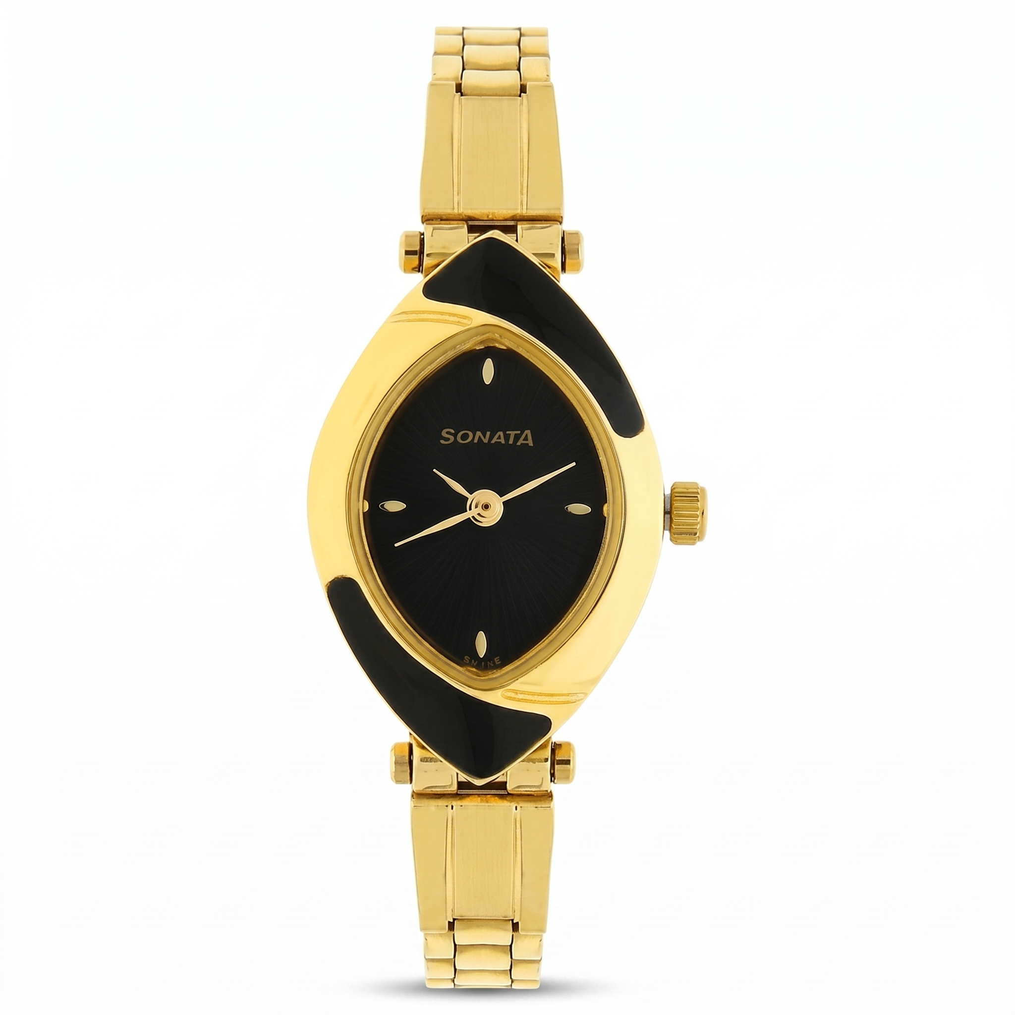 Sonata NS8069YM04 | Sonata Quartz Analog Black Dial Stainless Steel Strap Watch for Women