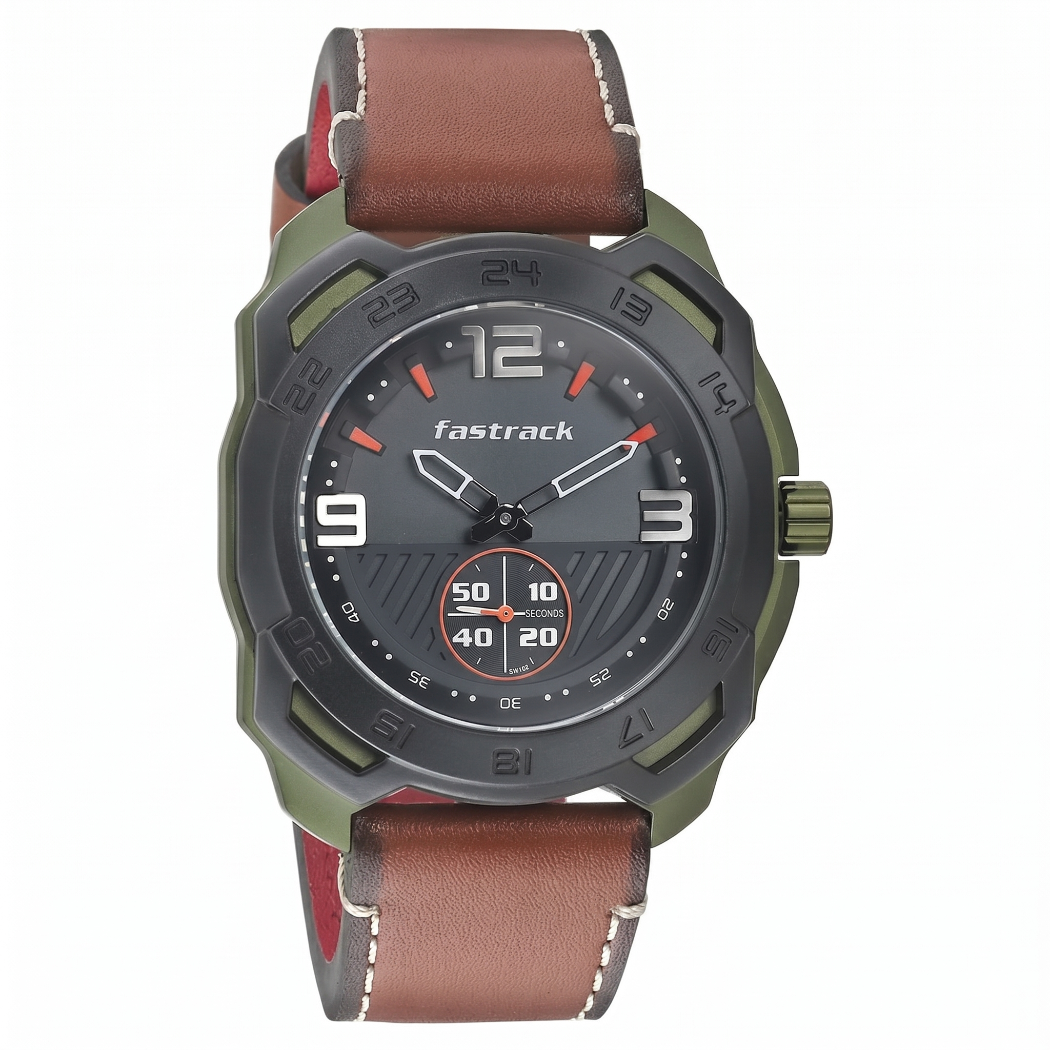 Fastrack 3192AL01 | Fastrack All Nighters Quartz Analog Grey Dial Leather Strap Watch for Guys