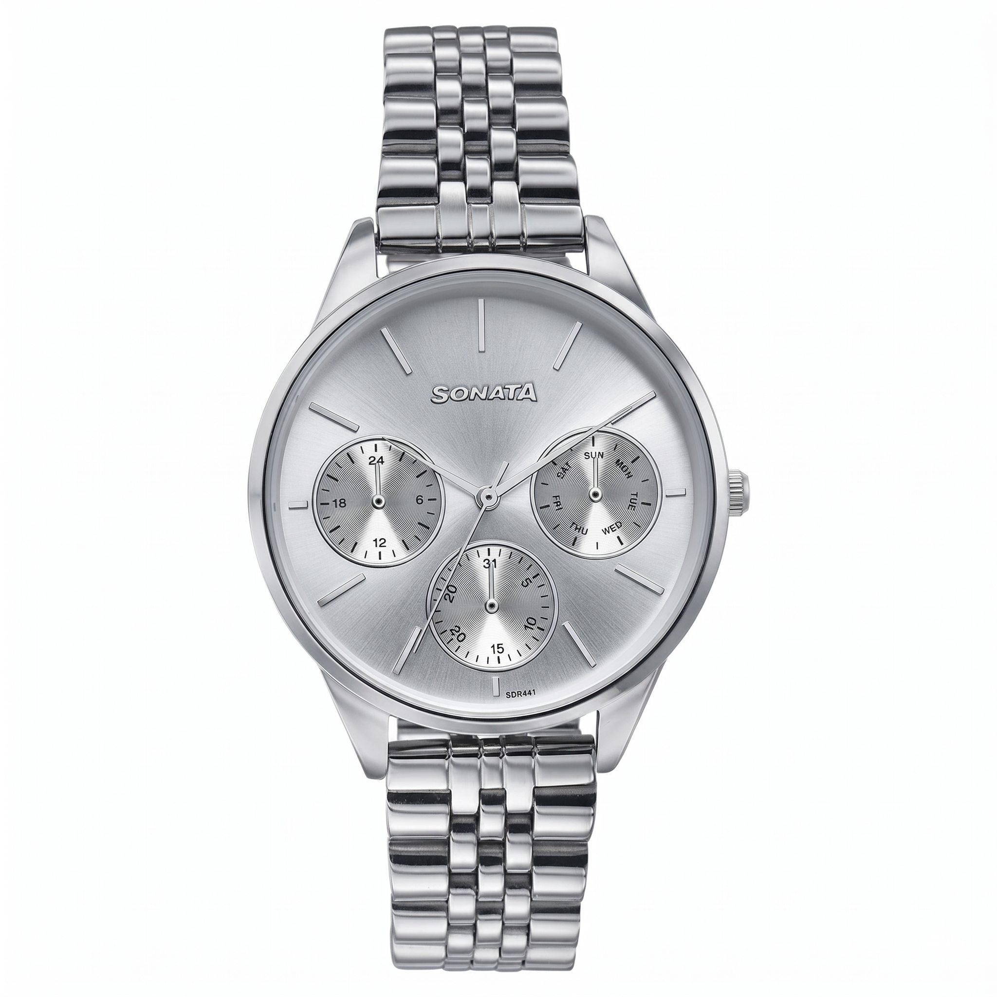 Sonata 87085SM01 | Sonata Wedding Edit Quartz Multifunction Silver Dial Stainless Steel Strap Watch For Women