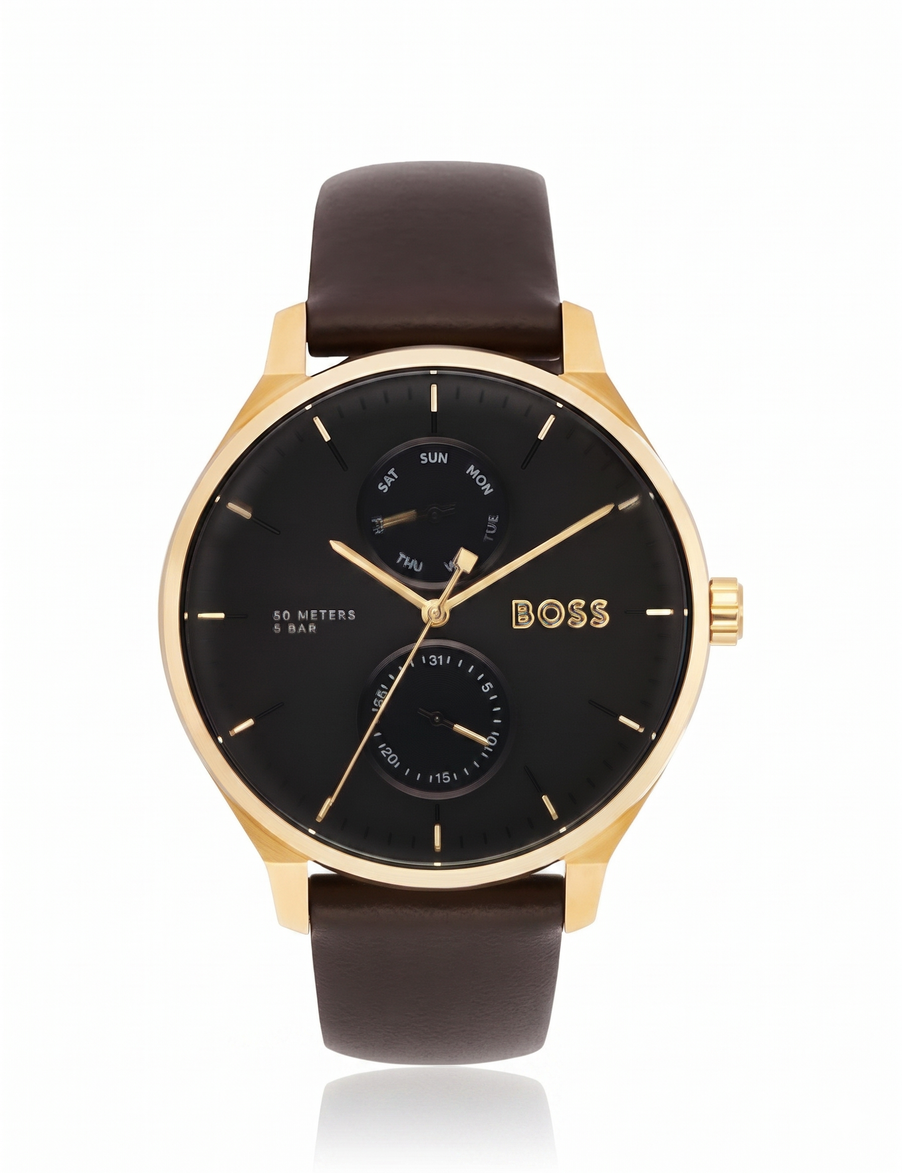 Boss 1514214 | Tyler Men Quartz Black Dial Multi-Function Leather Watch