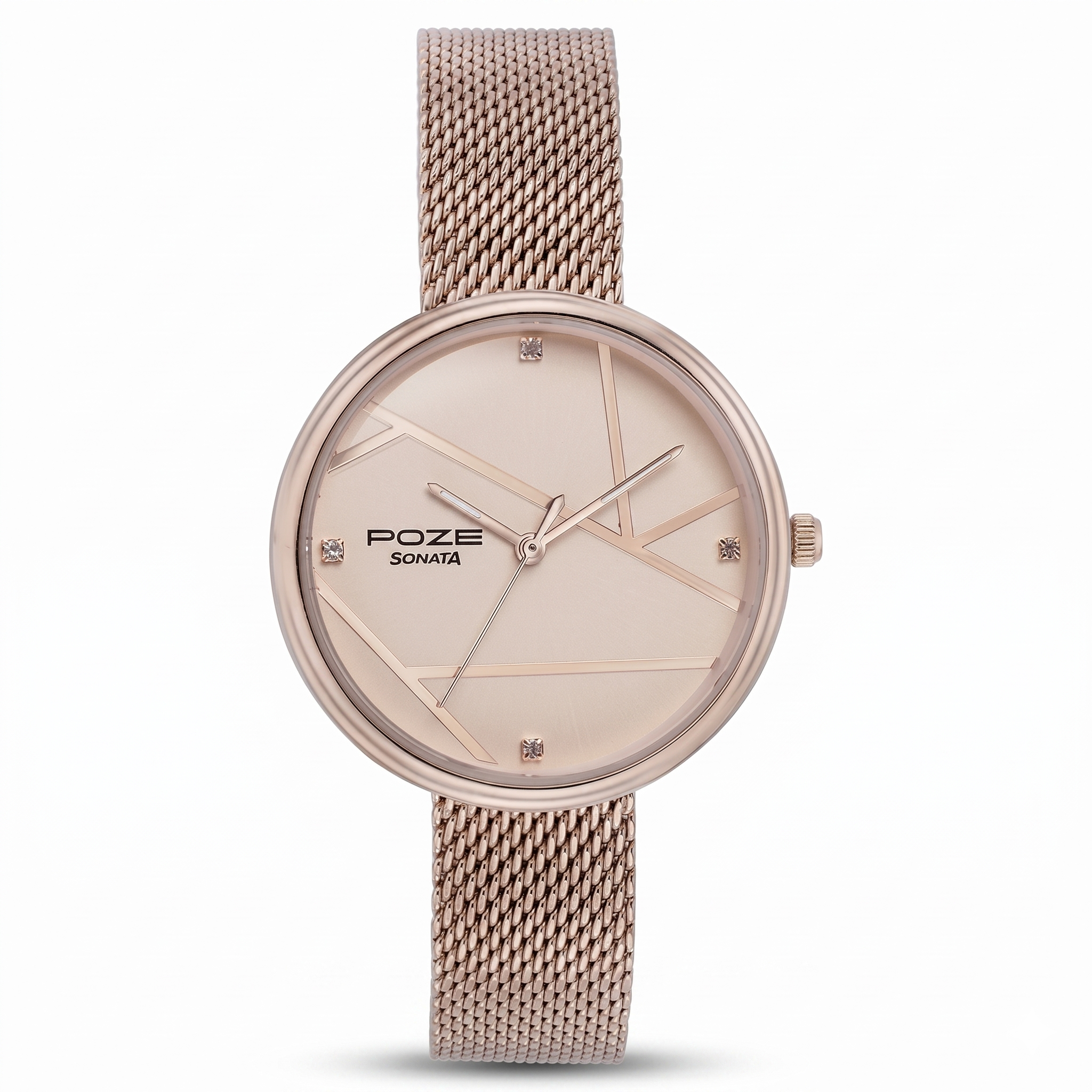 Sonata SP80088WM02 | Sonata Poze Quartz Analog Pink Dial Rose Gold Color Stainless Steel Strap Watch For Women