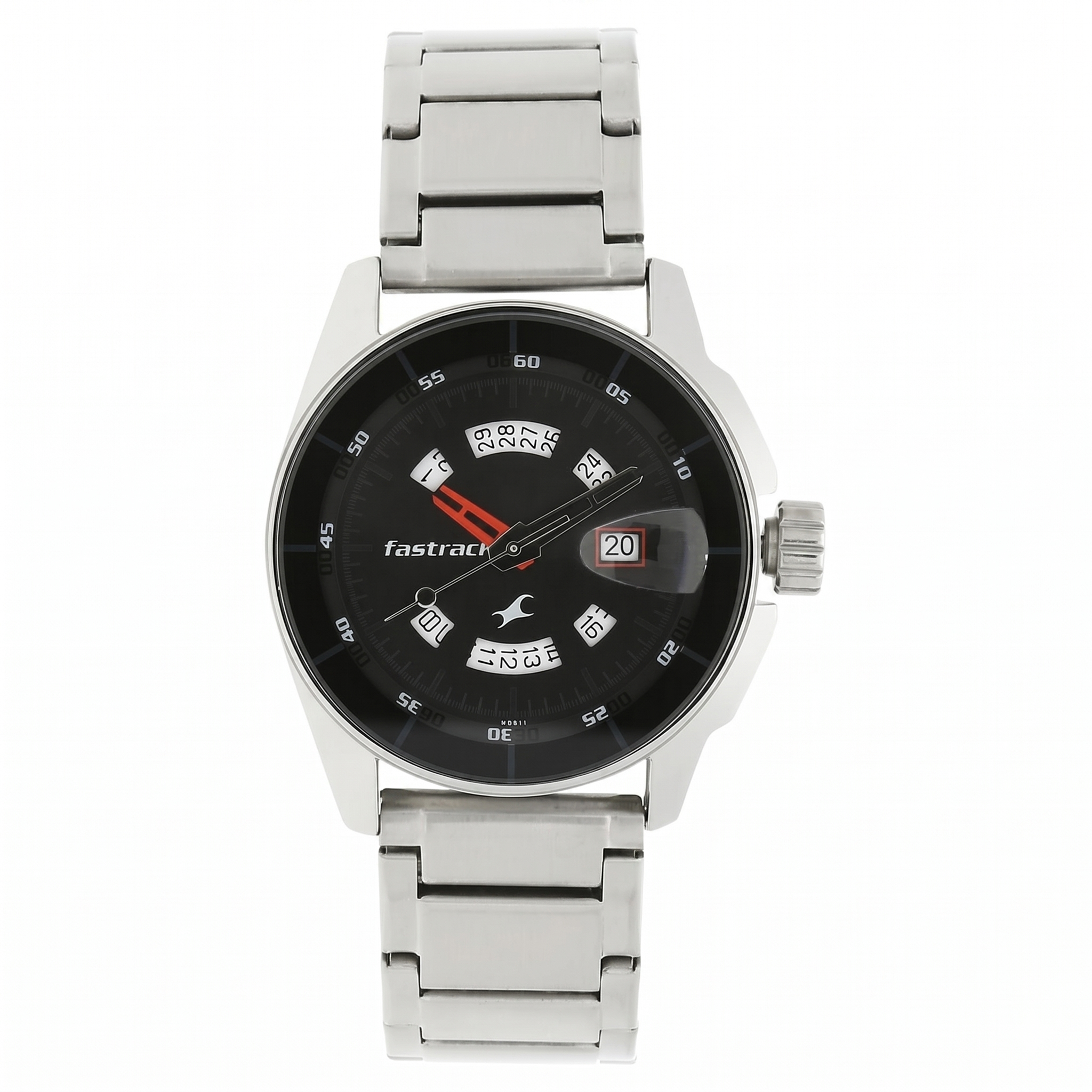 Fastrack NK3089SM03 | Fastrack Quartz Analog with Date Black Dial Stainless Steel Strap Watch for Guys