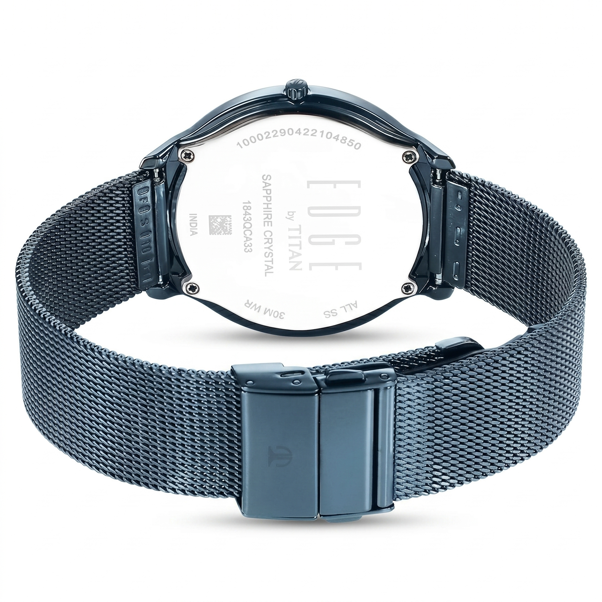 Titan 1843QM01 | Titan Edge Slim Stainless Steel Blue Dial Analog Watch for Men
