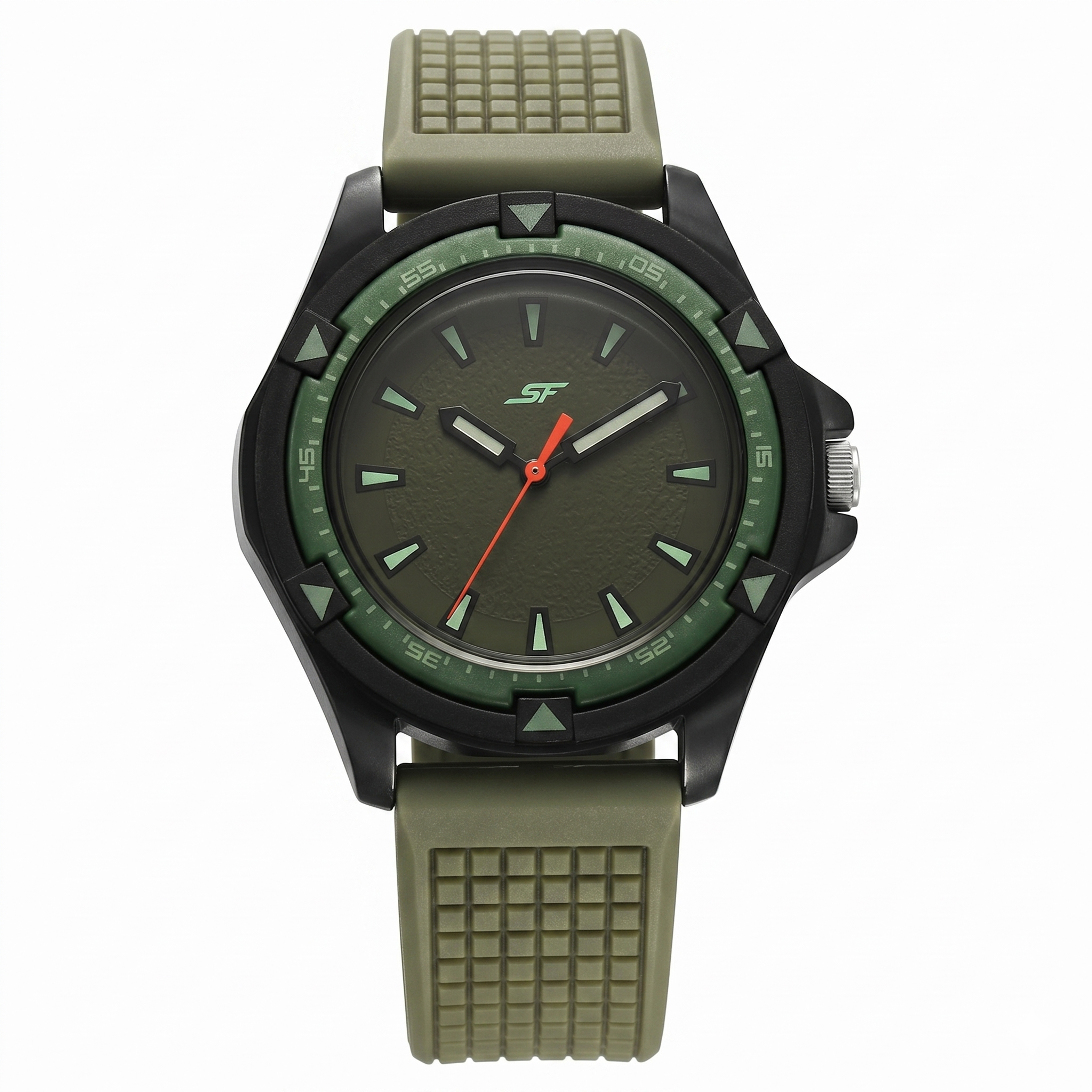 Sonata 7930PP18W | SF Sporty Green Dial Polyurethane Strap Watch for Men
