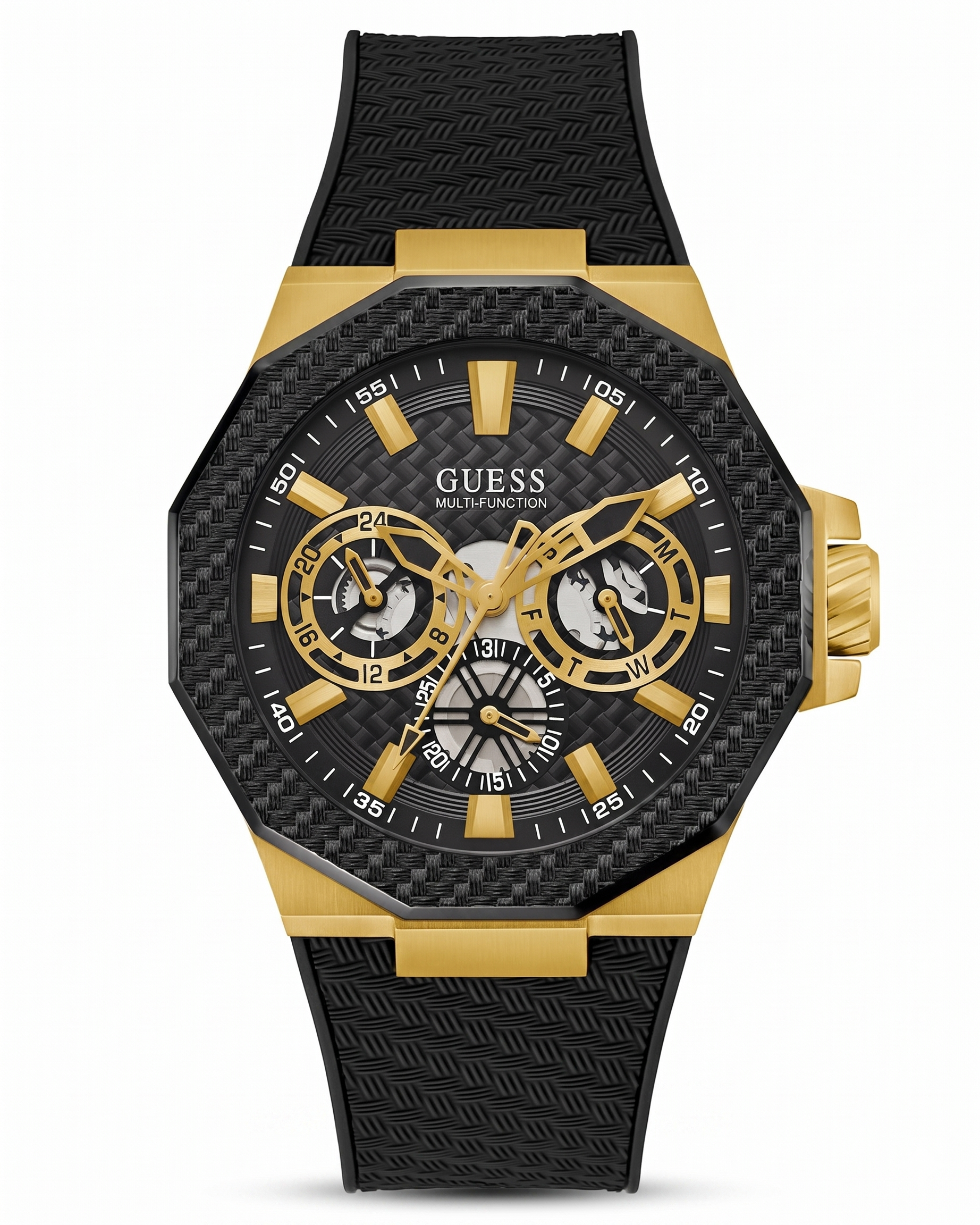 Guess GW0853G2 | Sport 45 mm Black Dial Silicone Analogue Wrist Watch for Men