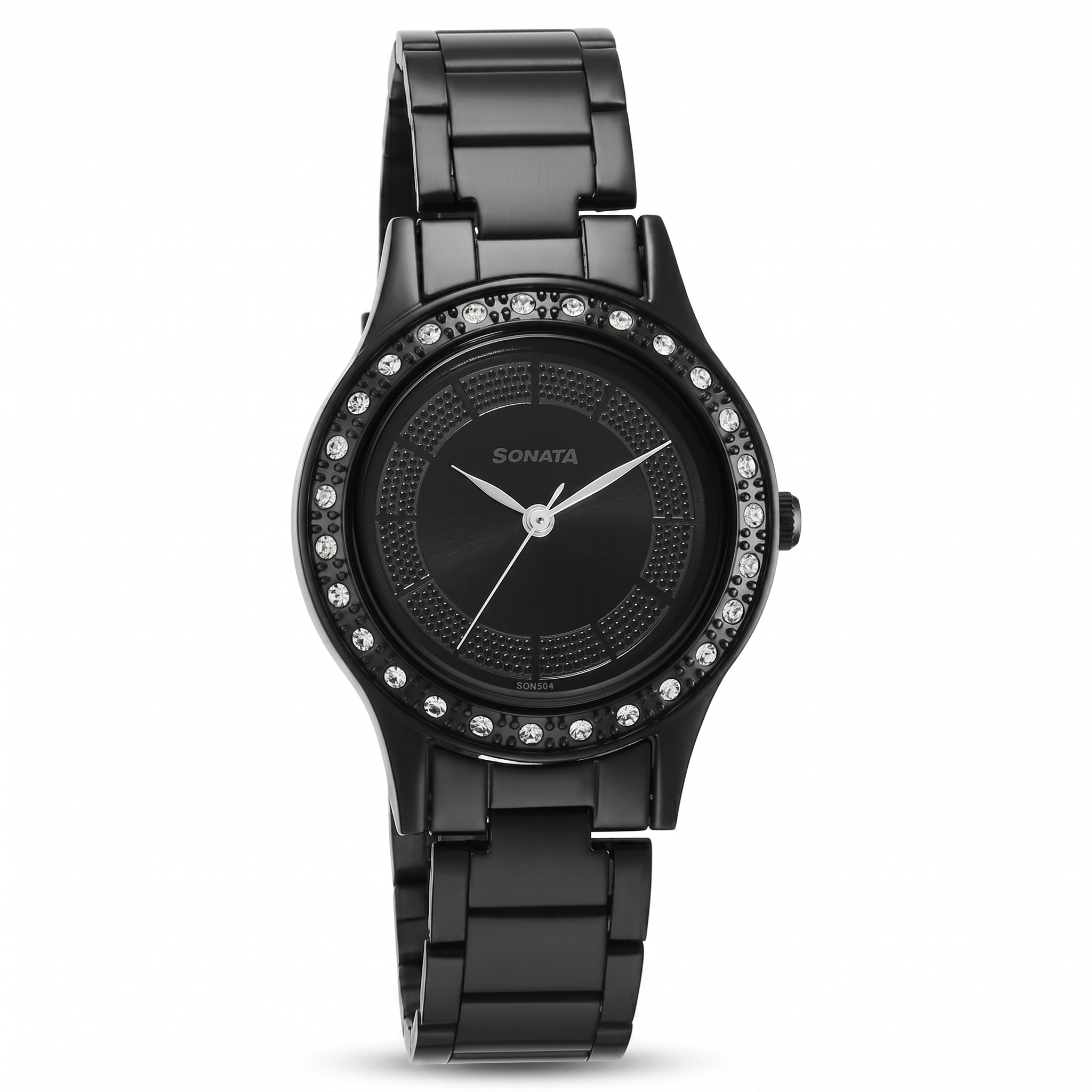 Sonata 8123NM01 | Sonata Quartz Analog Black Stainless Steel Strap for Women