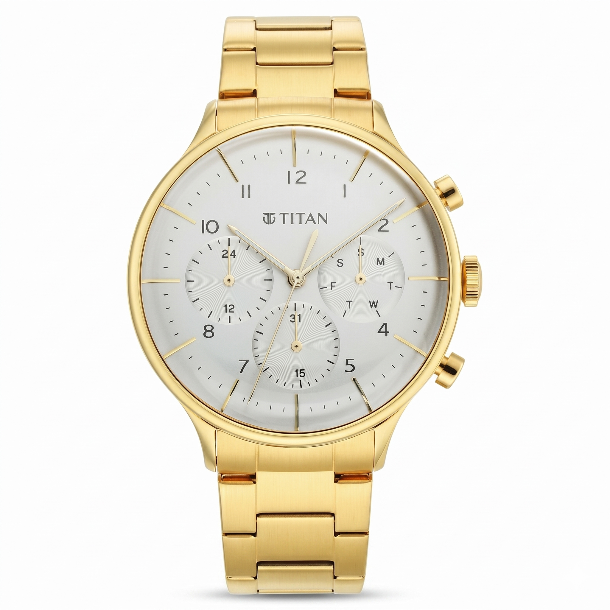 Titan 90102YM01 | Titan Urban Magic Silver Dial Quartz Multifunction Stainless Steel Strap watch for Men