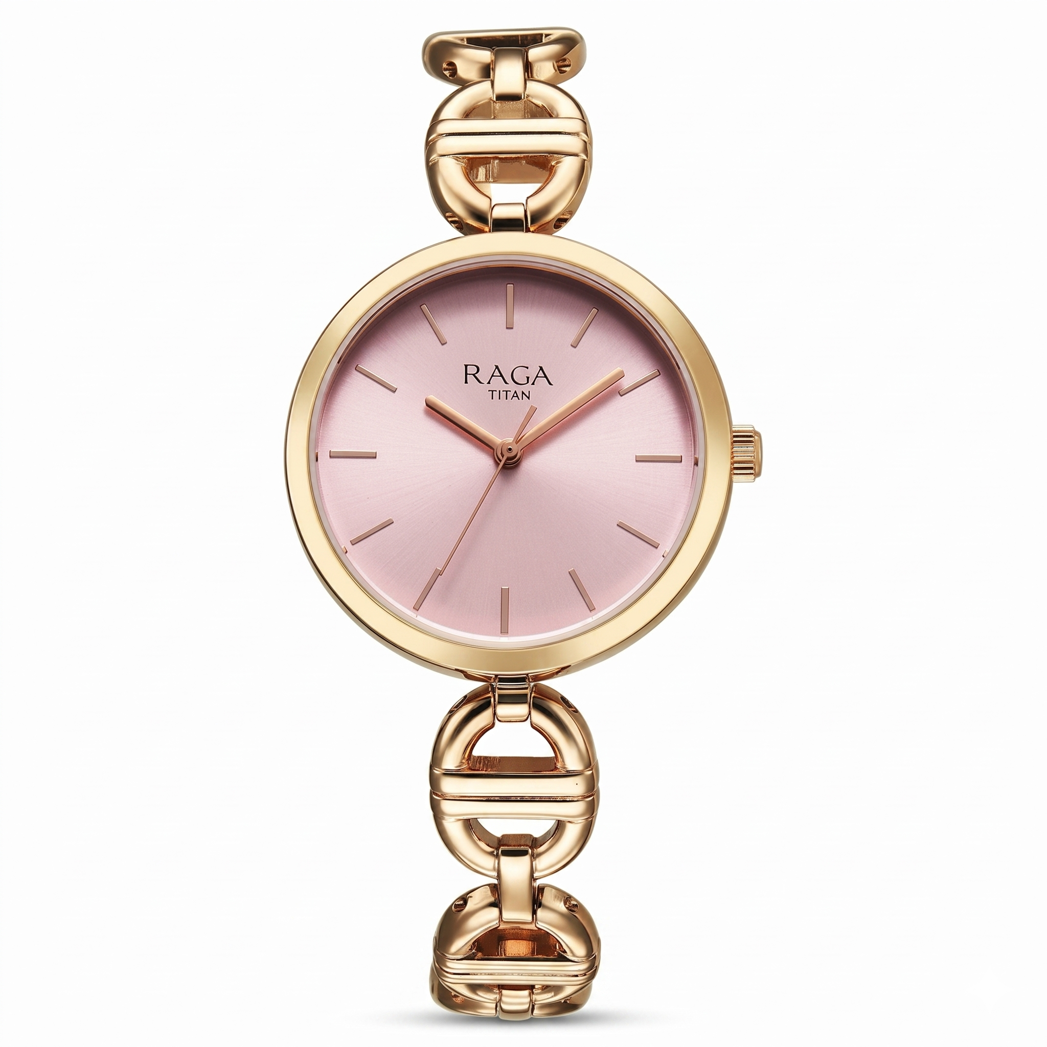 Titan 95353WM01 | Titan Raga Showstopper Quartz Analog Rose Gold Dial Metal Strap Watch For Women