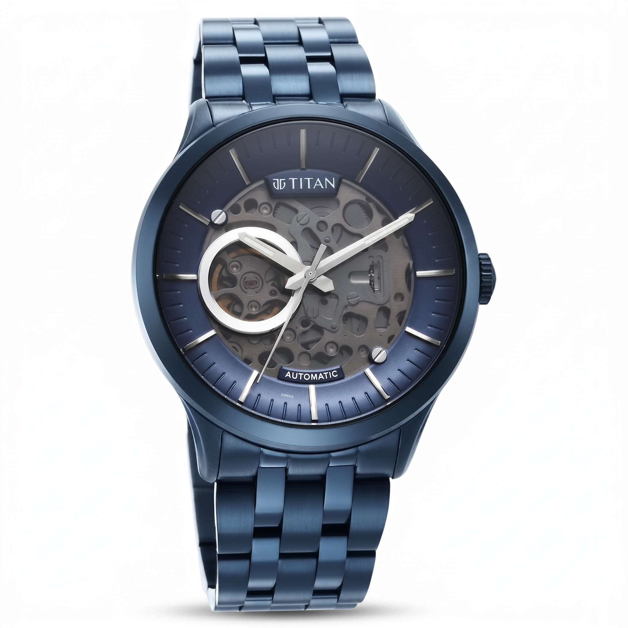 Titan 90140QM03 | Titan Metal Mechanicals Blue Dial Blue Stainless Steel Strap Watch for Men