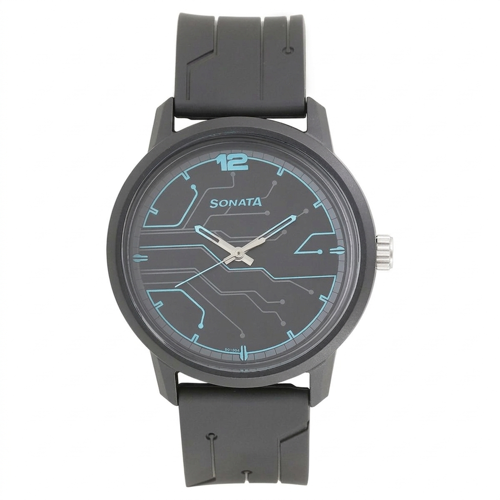 Sonata 77085PP02 | Sonata Quartz Analog Black Dial Plastic Strap Watch for Men
