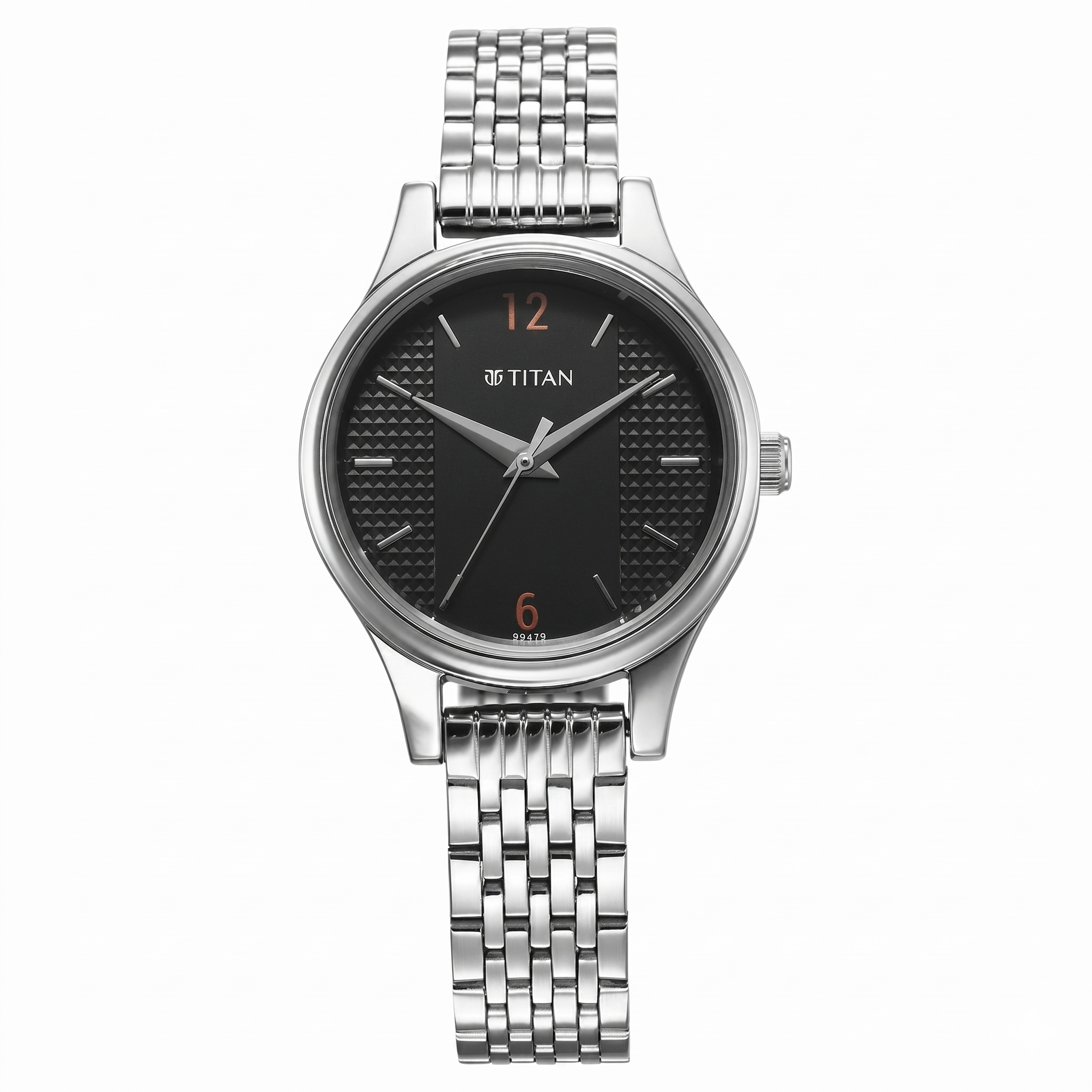Titan 2679SM02 | Titan Karishma Quartz Analog Black Dial Silver Stainless Steel Strap Watch For Women