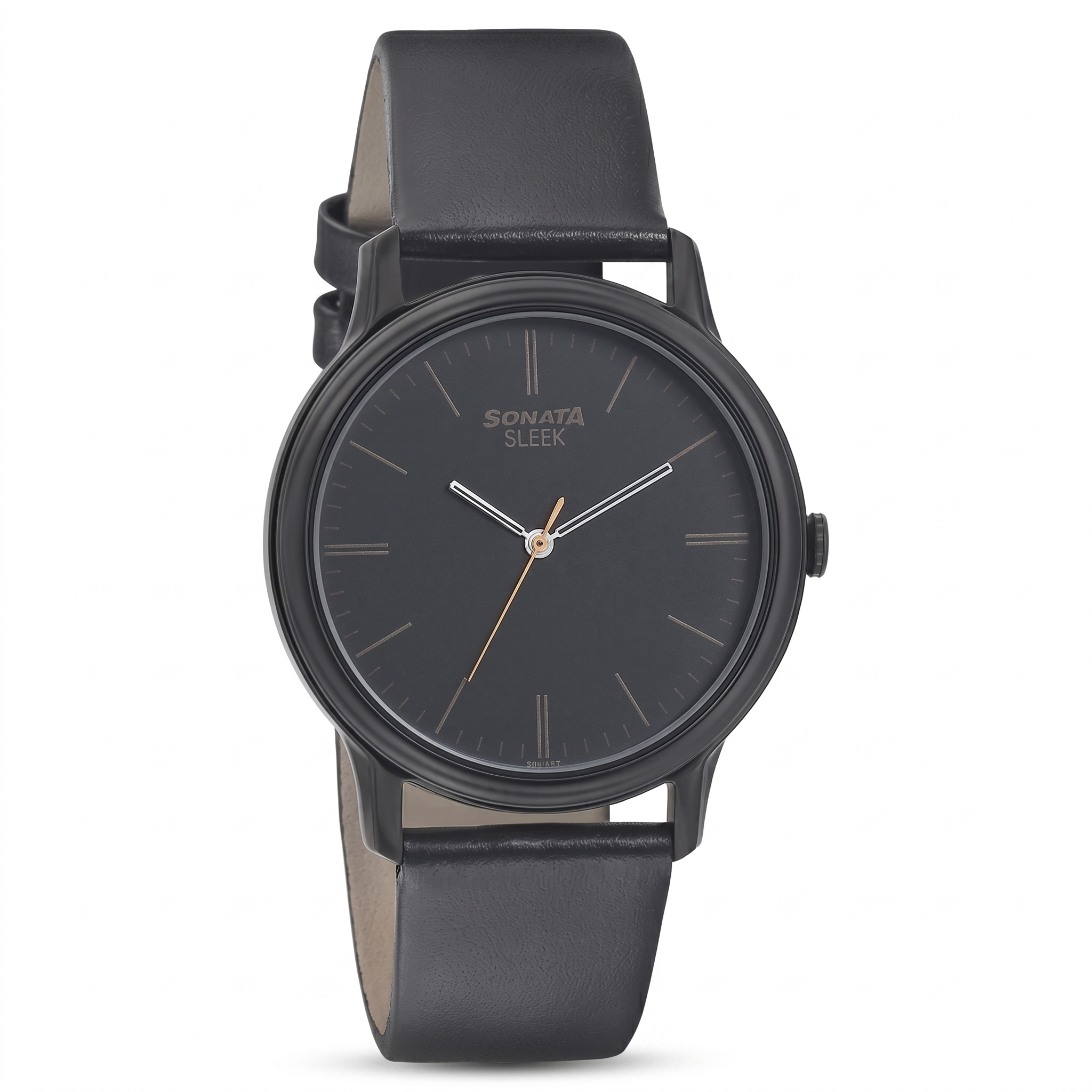 Sonata NP7128NL02 | Sonata Quartz Analog Black Dial Leather Strap Watch for Men