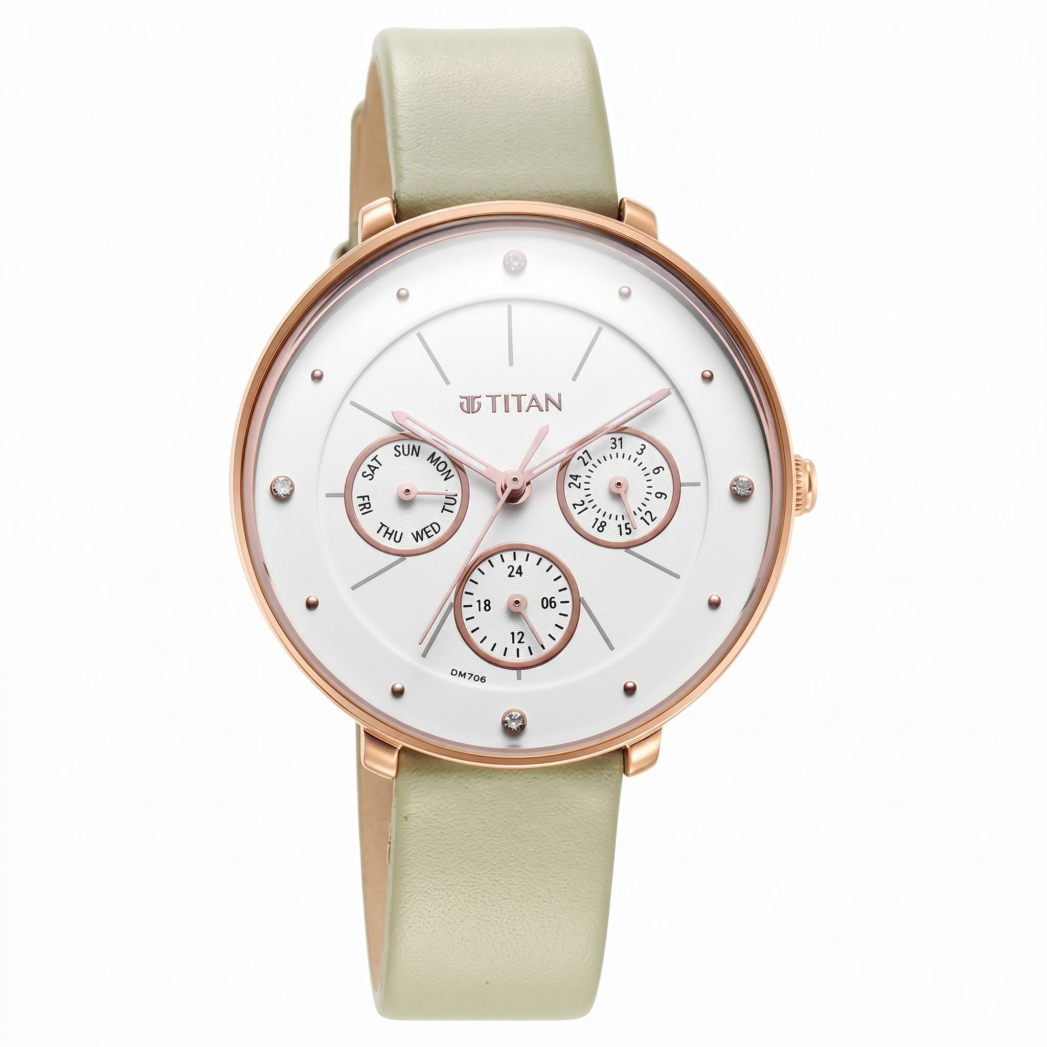 Titan 2651WL09 | Titan Neo Quartz Multifunction White Dial Leather Strap Watch for Women