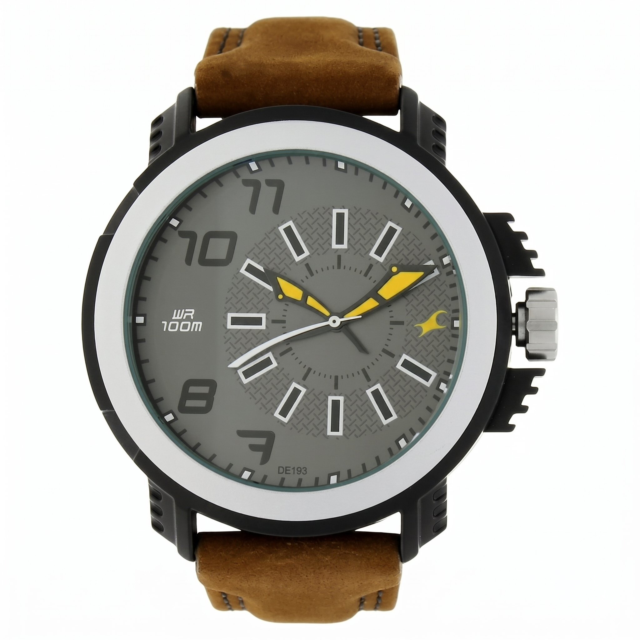 Fastrack 38015PL03 | Fastrack Quartz Analog Grey Dial Leather Strap Watch for Guys