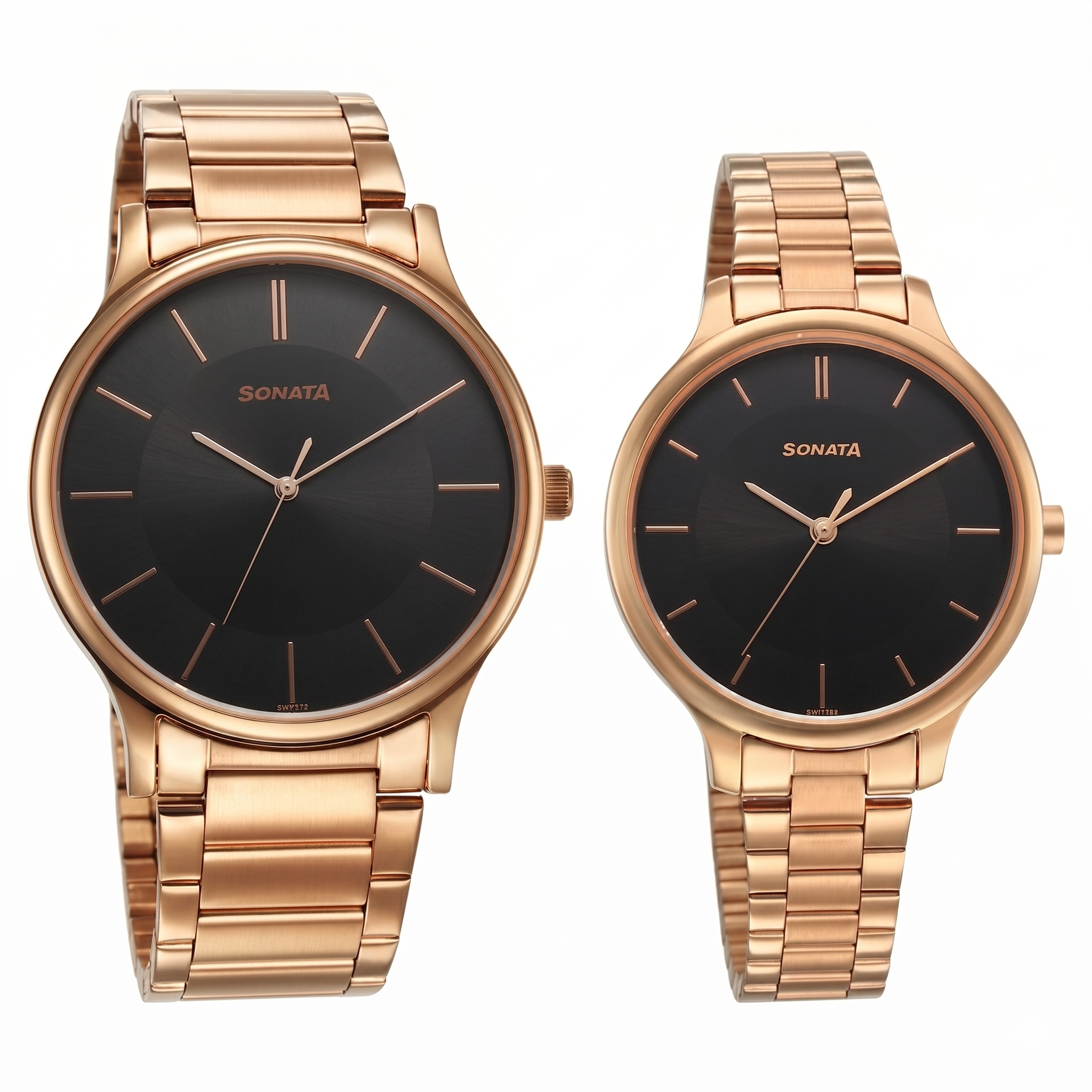 Sonata Pair 7710587050WM01 | Sonata Pair Quartz Analog Black Dial Stainless Steel Strap Watch for Couple