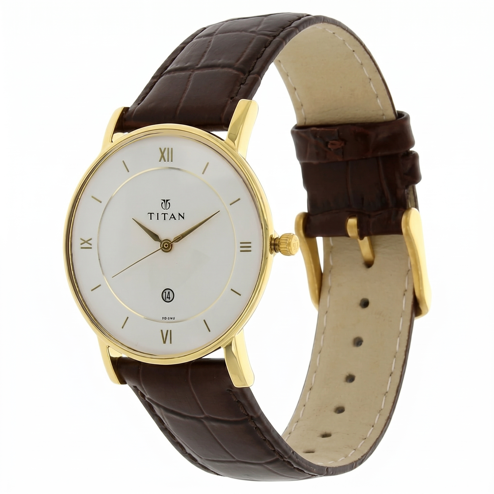 Titan 9162YL01 |  Titan Quartz Analog with Date White Dial Leather Strap Watch for Men