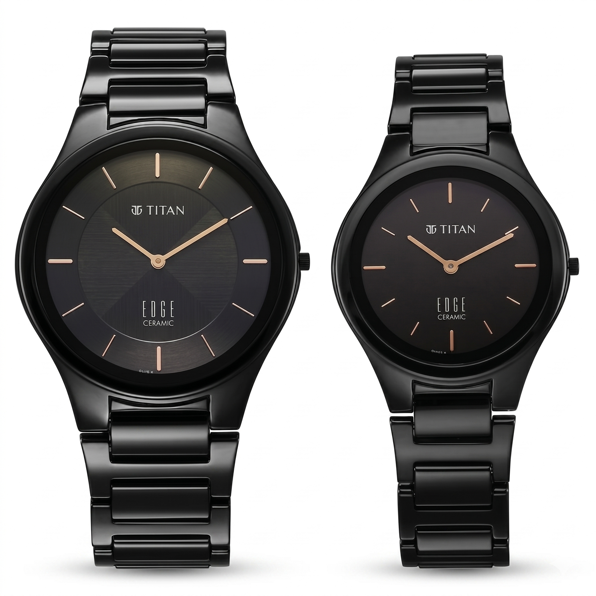 Titan Pair 16962653NC01P | Titan Edge Pair Black Dial Analog Ceramic Strap watch for Couple