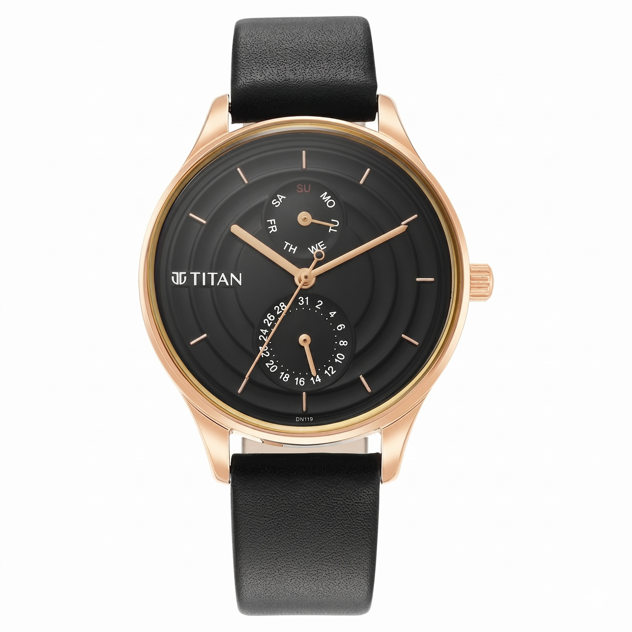 Titan 2670WL07 | Titan Neo Workdays Black Dial Quartz Multifunction Leather Strap watch for Women